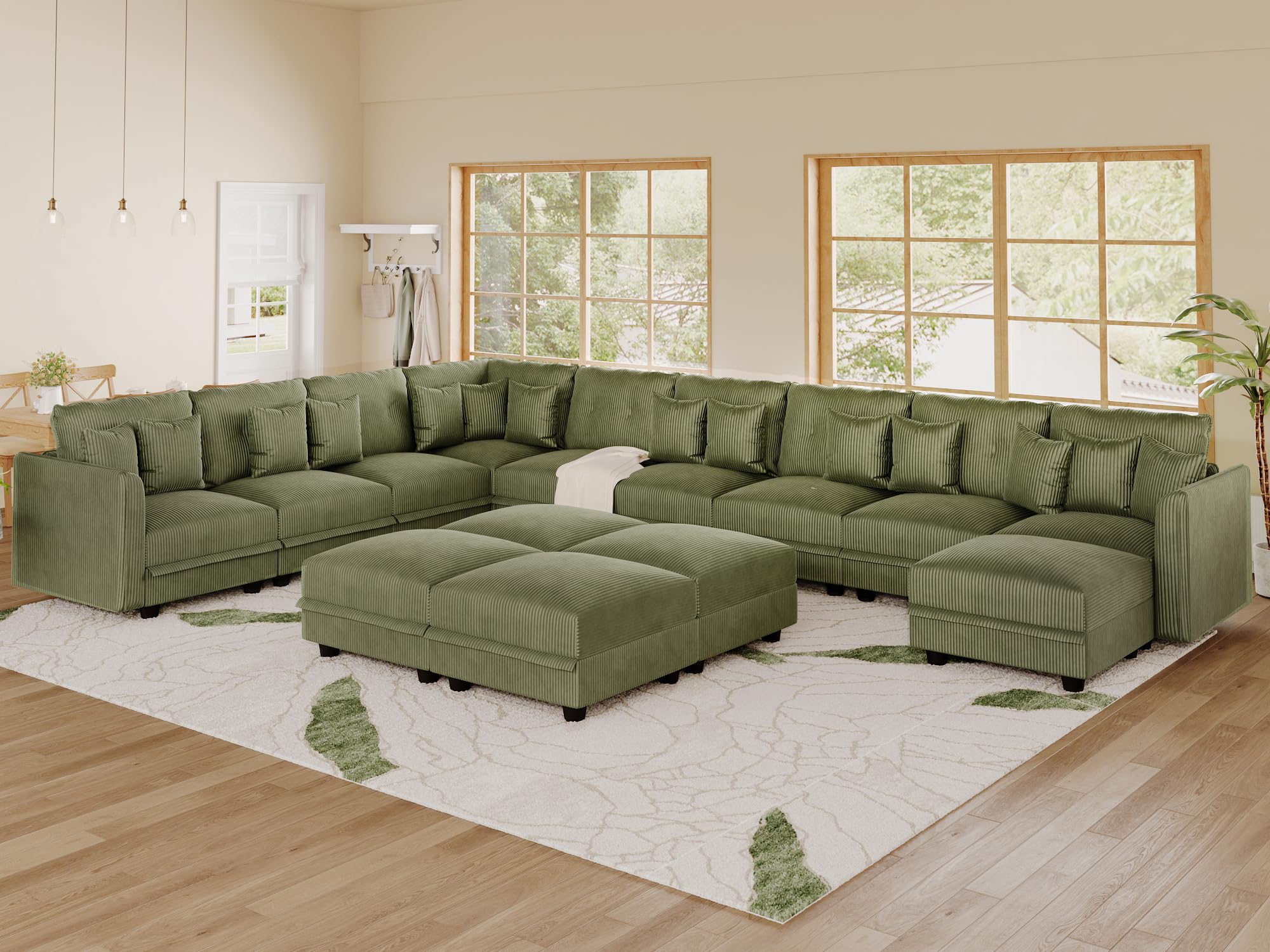 LLappuil 14-Seat Corduroy Sectional