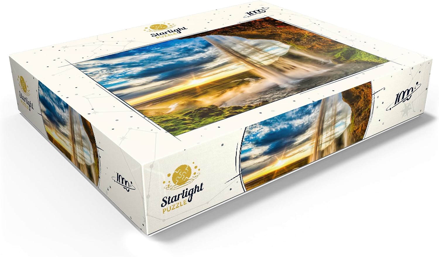 MyPuzzle Seljalandsfoss Waterfall At Sunset Iceland - Premium 1000 Piece Jigsaw Puzzle for Adults