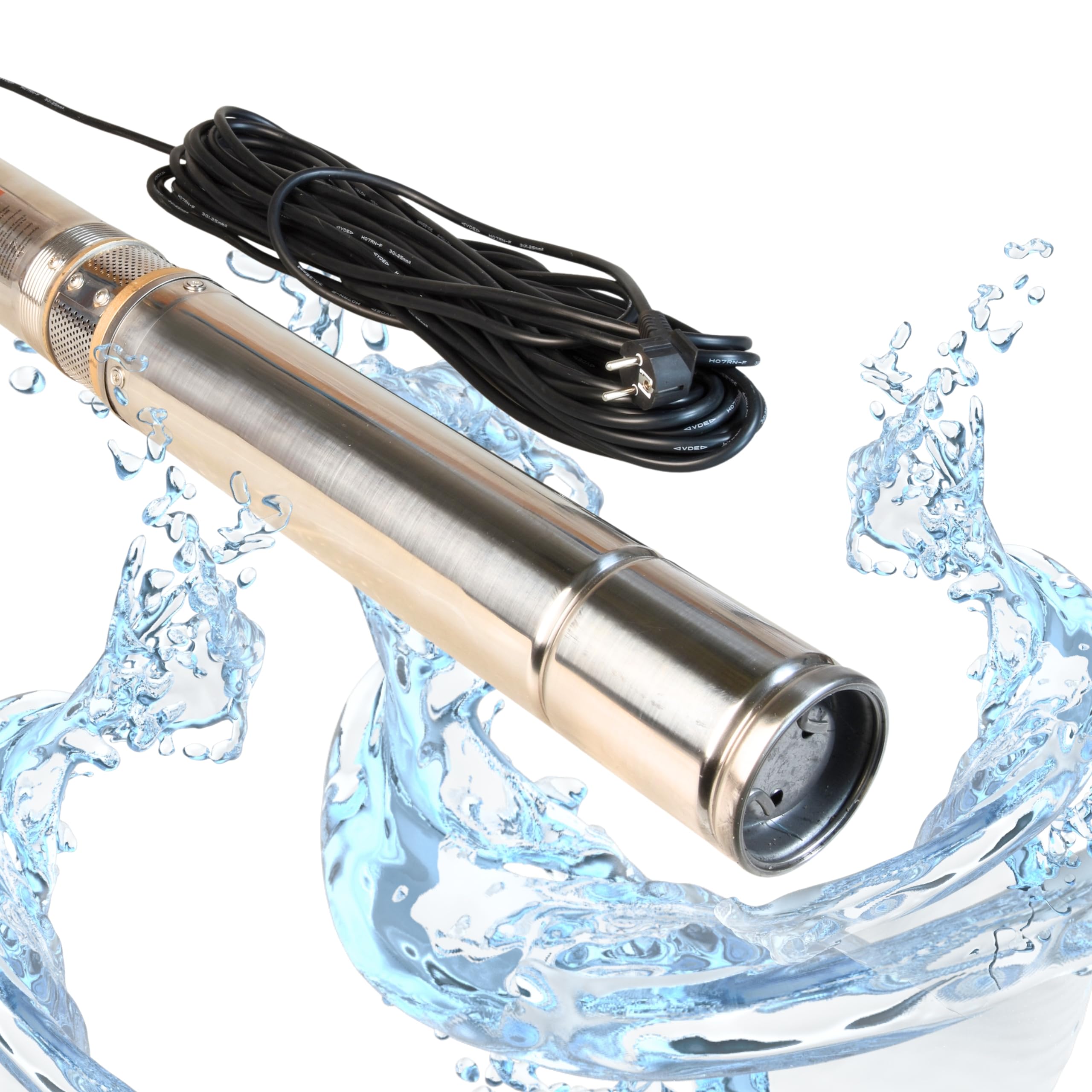 Pompe Immergée pour Puits 3.5" 4/15 (1100W 7200 l/h hauteur max 81m) - Compatible avec le Sable - Pompe à Eau Profond en Acier Inox - Pompe de Puits Submersible Usage Domestique Agricole Industriel