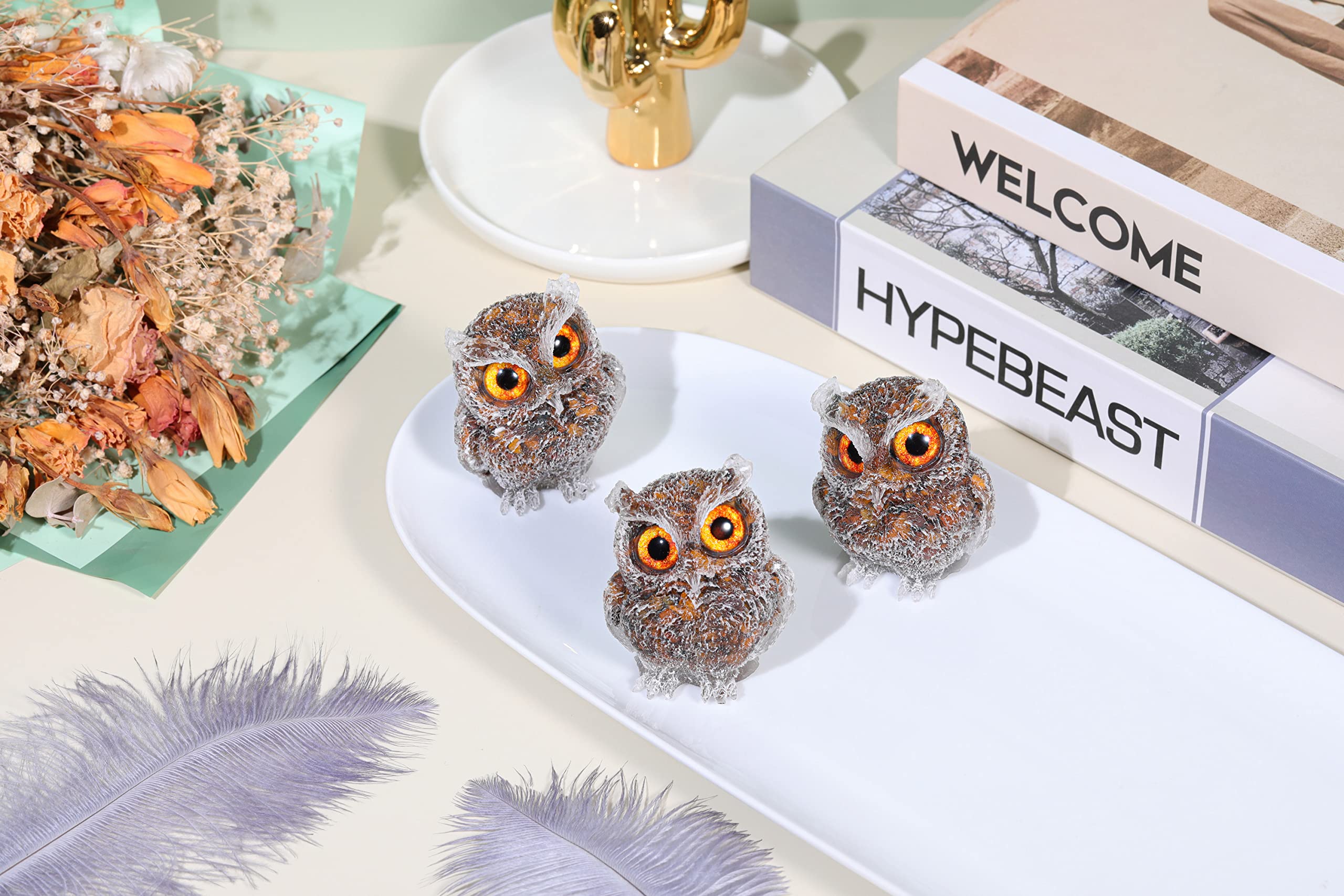 Amazon.co.jp: Jovivi 2.5インチ タイガーアイ クリスタル フクロウ像