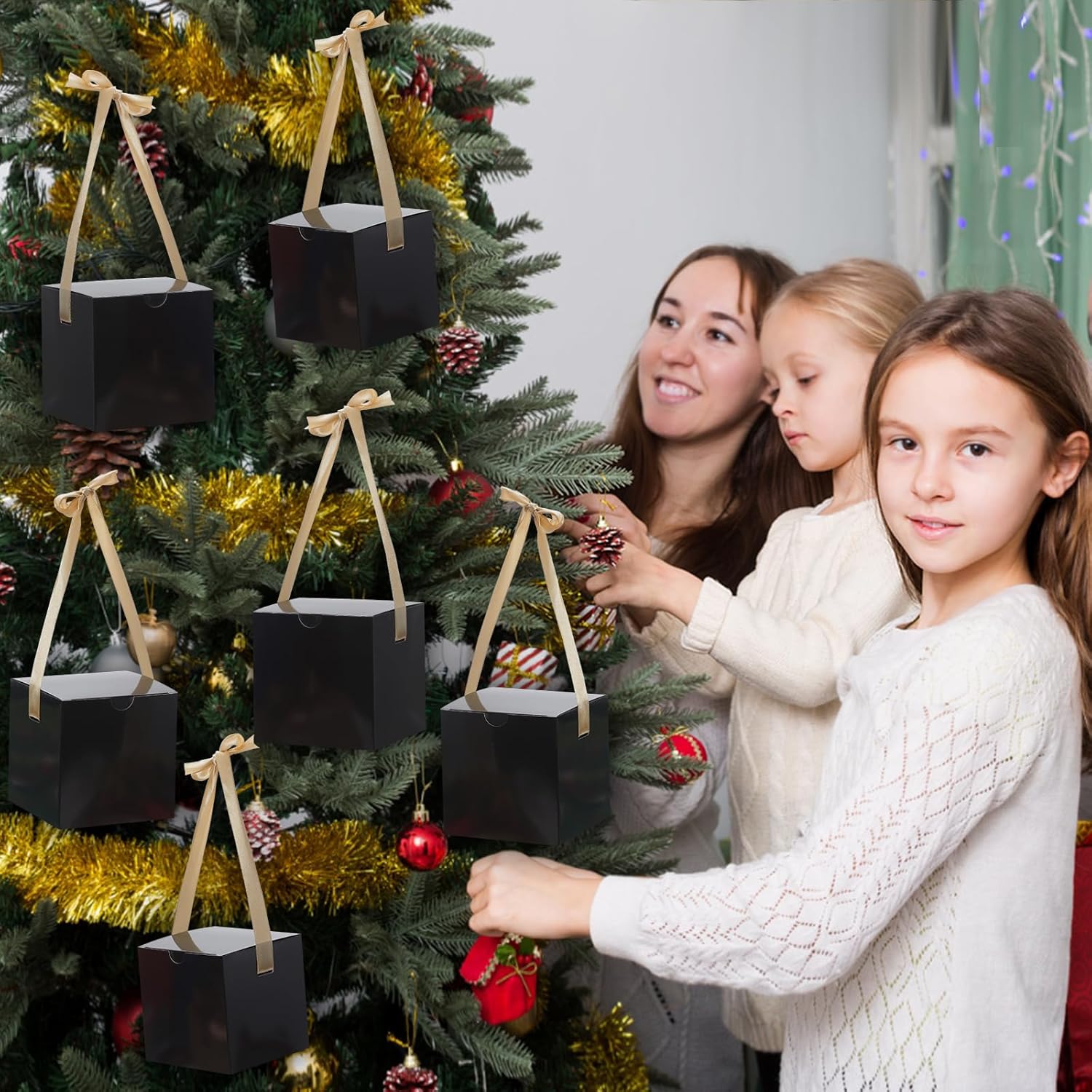 DOYIDE Small Gift Boxes, 20 Pack 5x5x5 Inch Black Elegant Paper Boxes with Ribbons, Crafting, Christmas Gift Box Wedding Party Favor, Cupcake, Candy, Bridesmaids Proposal Box - Image 6