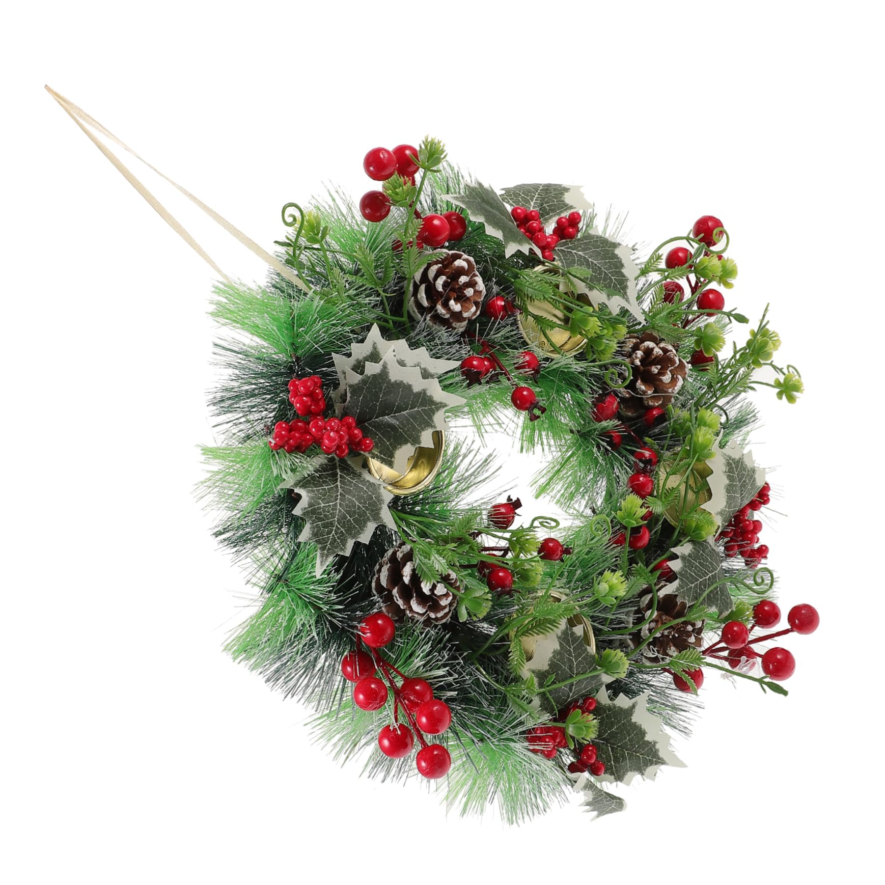 Ciieeo Christmas Candle Wreath Decoration Holiday Candle Ring for Festive Table Centerpiece Lifelike Pine and Greenery Design for Xmas Parties and Family Gatherings