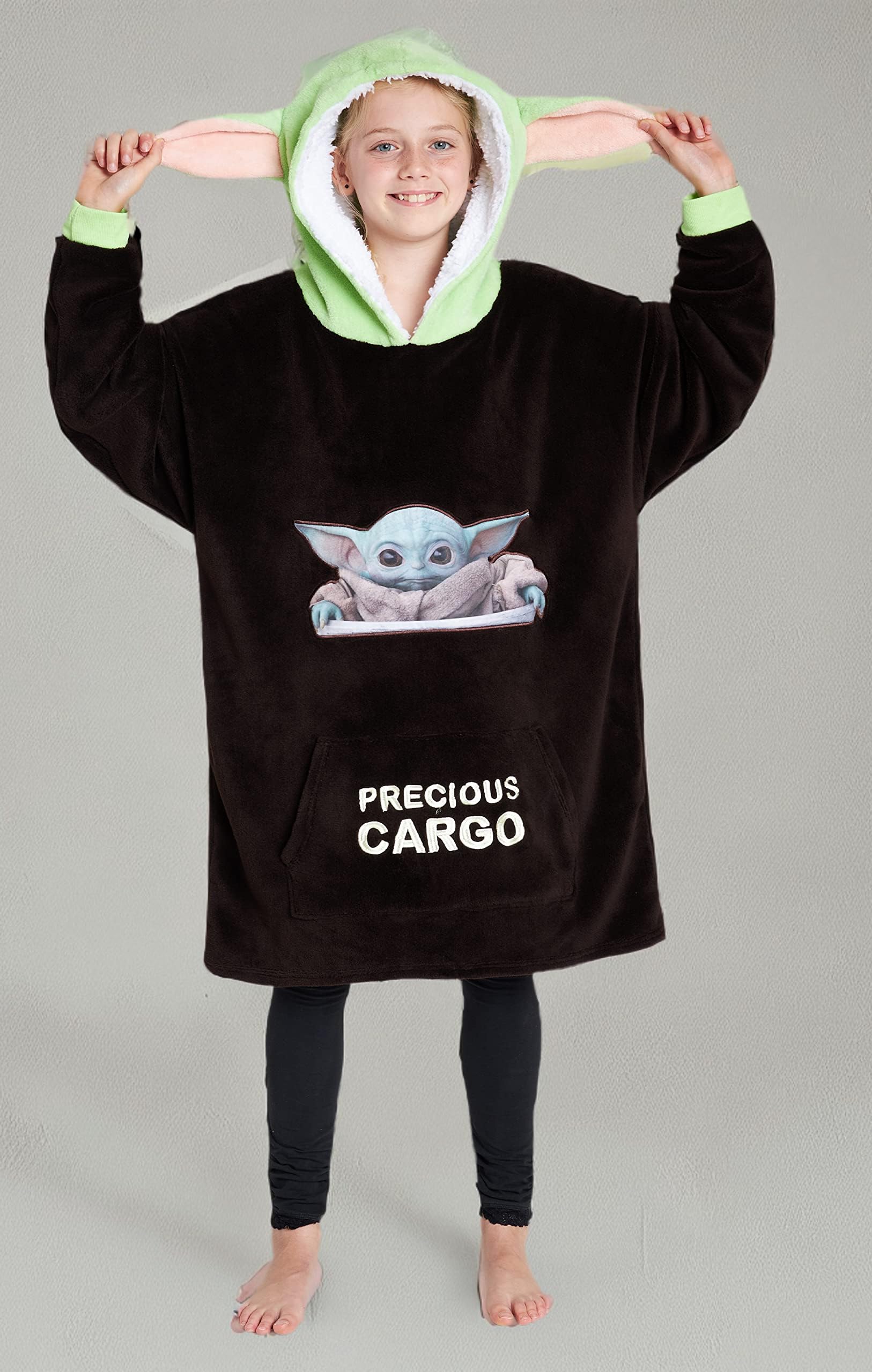 The Mandalorian Sudadera Niño, Sudadera Manta con Capucha y Mangas para Niño de Baby Yoda y el Mandaloriano (Marrón/Verde)