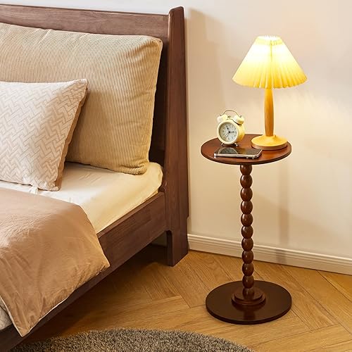 Miniatura 2 de Mesa auxiliar redonda, moderna mesita de noche de madera minimalista, mesa auxiliar de sofá para sala de estar, mesa de esquina pequeña para