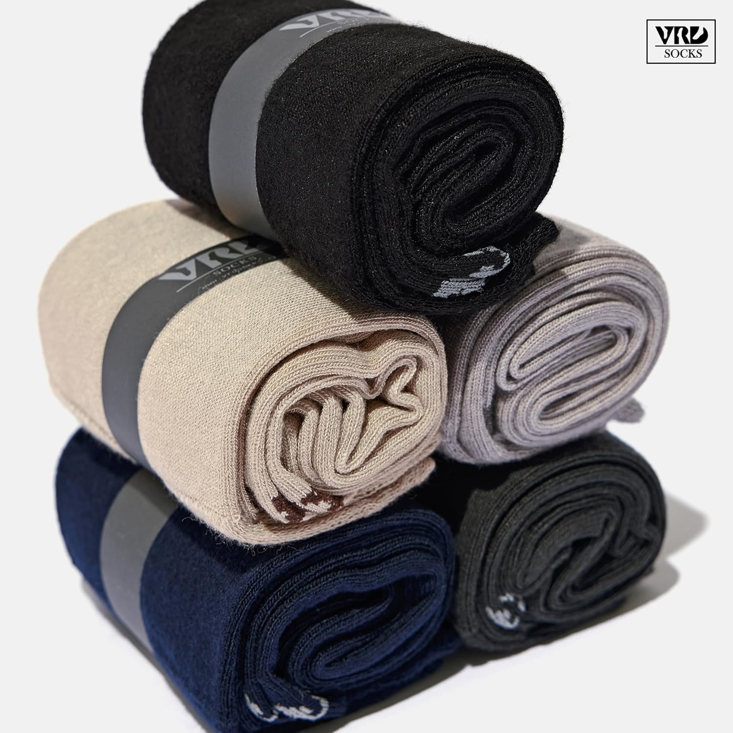 VRD Mens Dress Socks Bamboo Rayon 5-Pack Crew Socks Mid-Calf Length Fits Shoe Size 8-13 Gift Box - Image 6