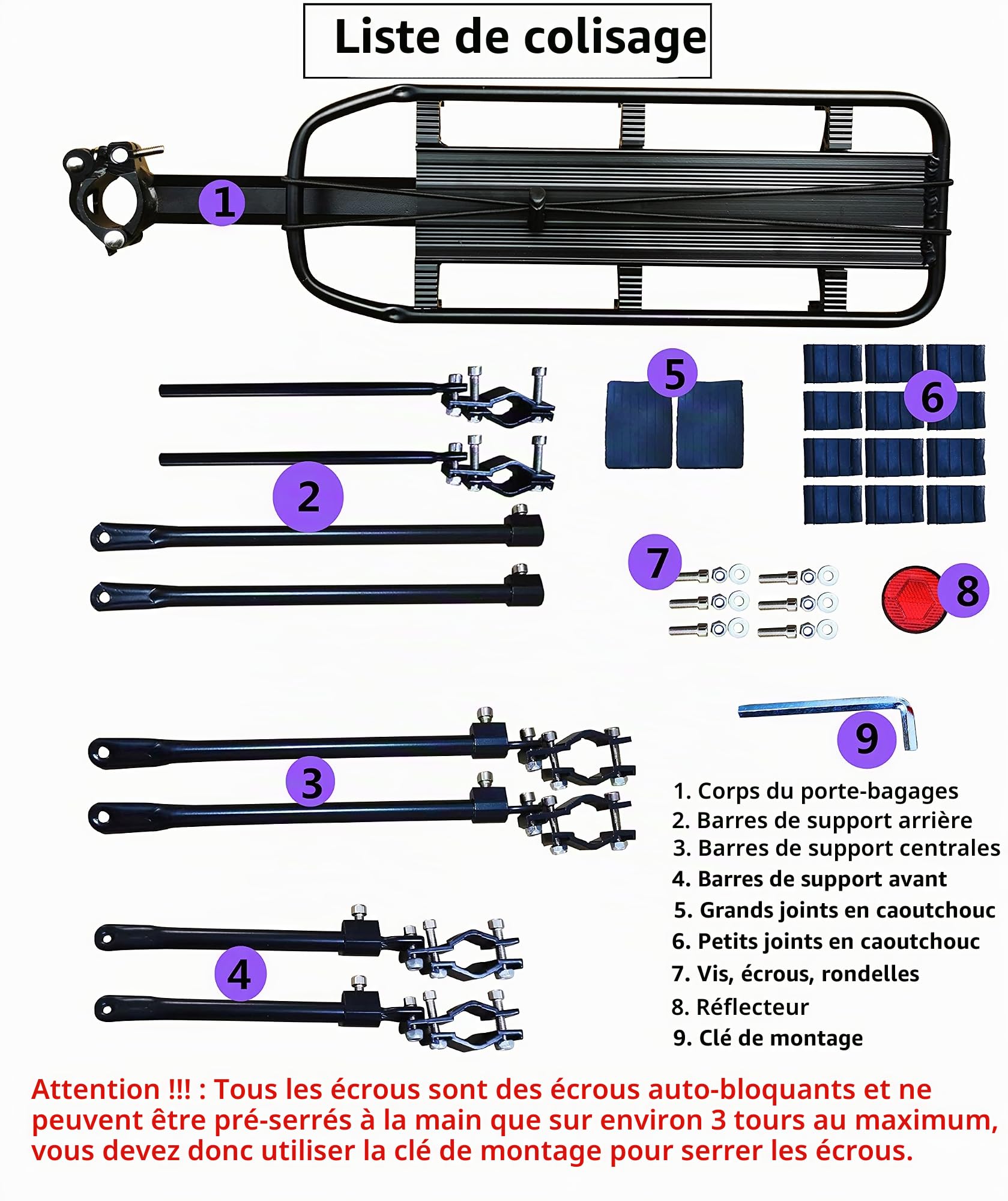 COMINGFIT Porte-vélos Universel réglable pour Bagages de vélo Capacité 181,4 kg