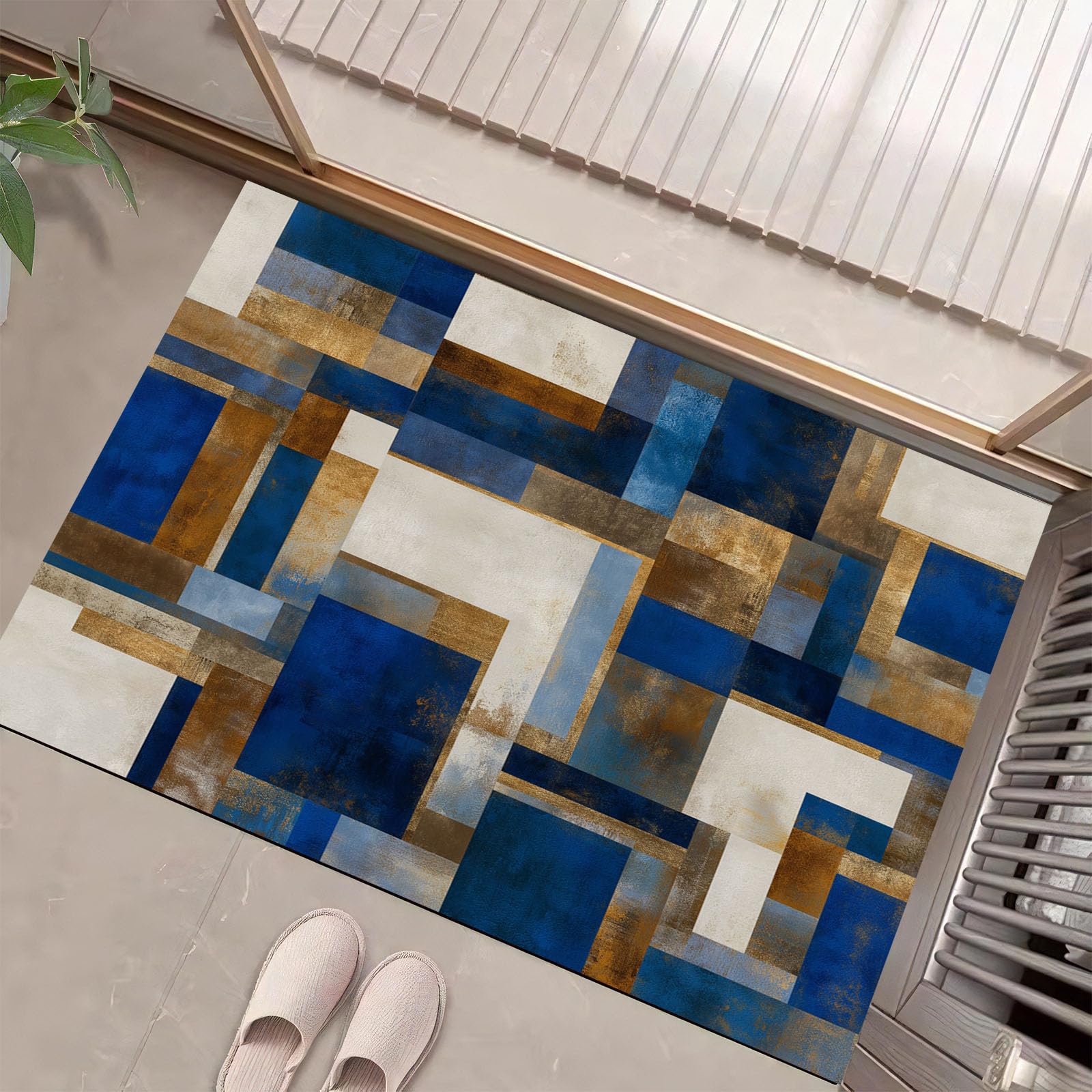 Tappetino d'ingresso Robusto, con Motivo Geometrico Astratto, Antiscivolo, Facile da Pulire, in Stile Moderno, Adatto per Bagno, Soggiorno e Cucina, 50 x 80 cm, Colori Assortiti.