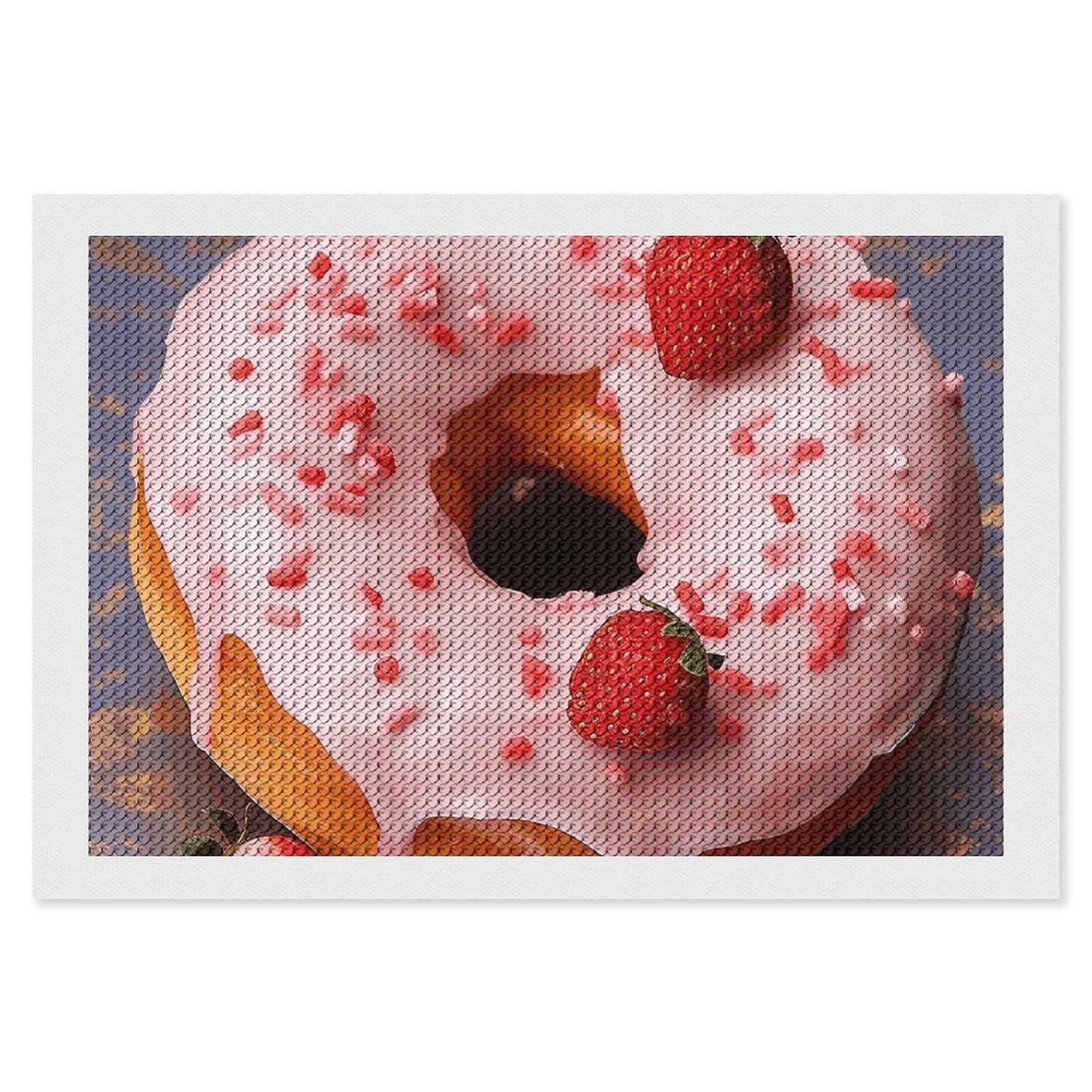 NONHAI Diamond Painting Kits for Adults - DIY Diamond Art Kits for Beginners - Full 5D Paint Drill Diamond Dots Paintings- Strawberry Donut Diamonds Pictures Gem Art and Craft Wall Decor 8"x12"