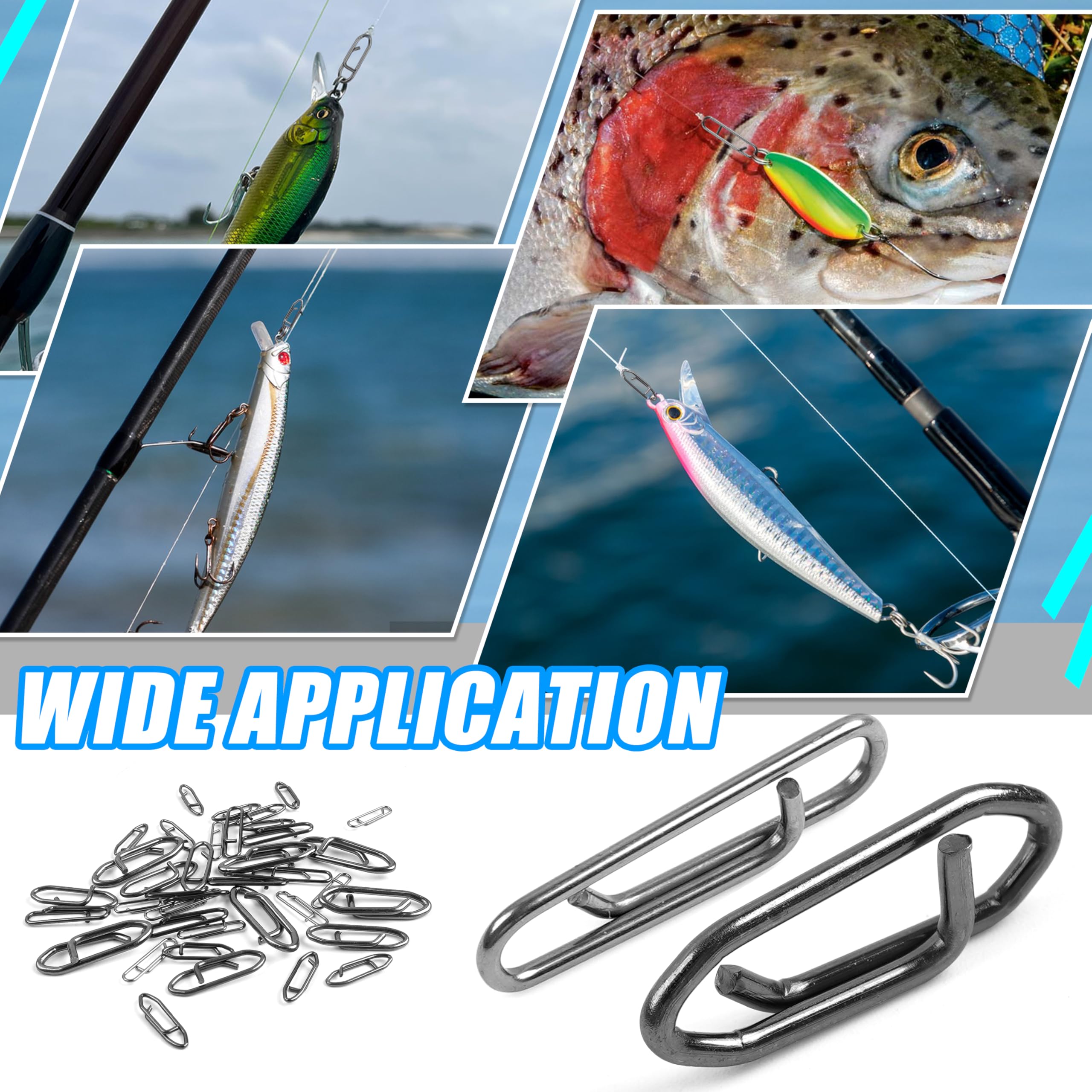 fishing clips for fishing lures OROOTL Snaps Kit, 48pcs Power Clips High Strength Fishing Snaps Fishing Power Speed Clips Fishing Lure Quick Change Freshwater Saltwater Fishing Connector Tackle : Sports & Colour:Green bass fishing aquarium net First Aid Compact Tackle