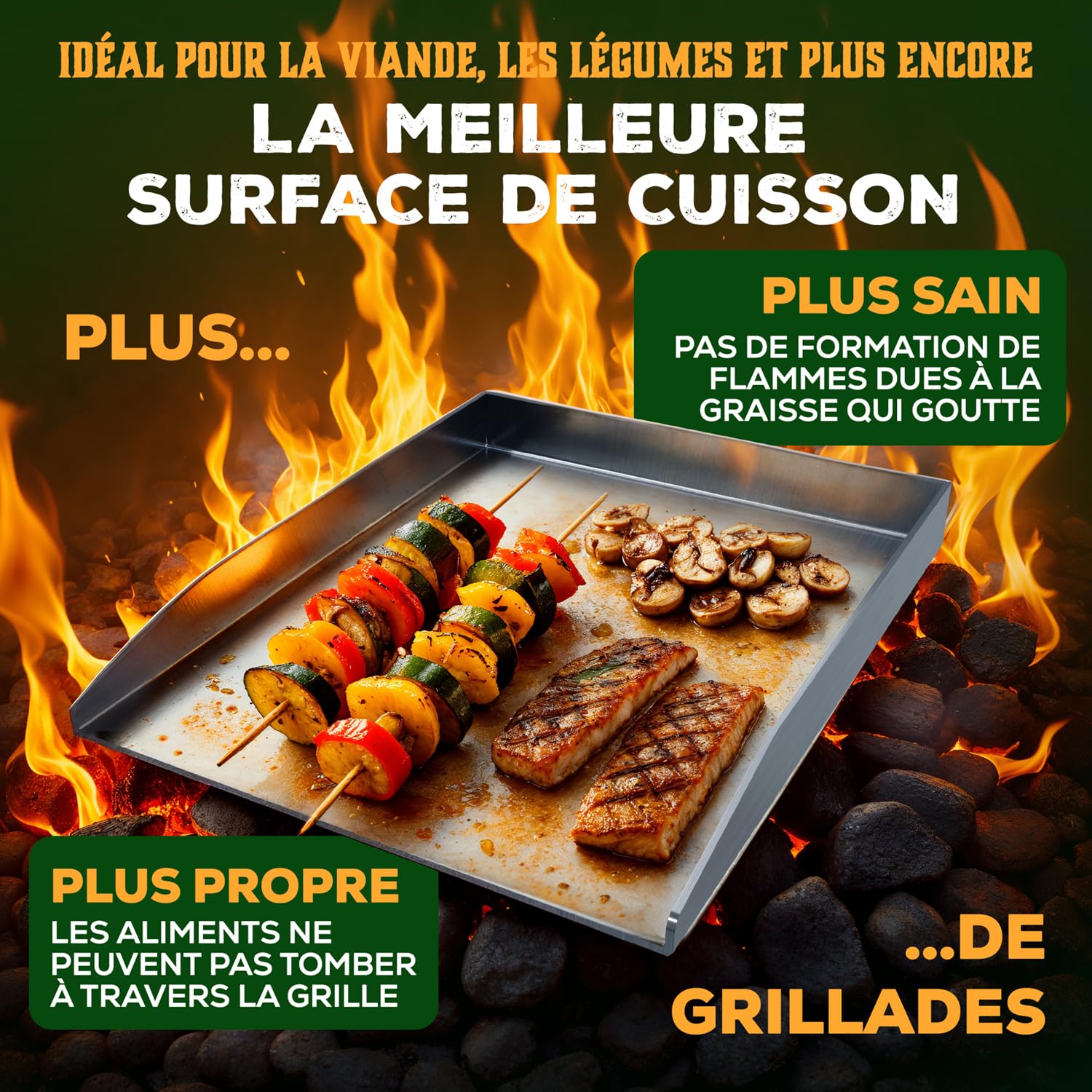 Blumtal set piastra per barbecue plancha in acciaio inox con 2 spatole e bottiglia per olio - 30x40 cm piastra acciaio per barbecue - piastra barbecue gas per aromi perfetti - plancha a gas robusta
