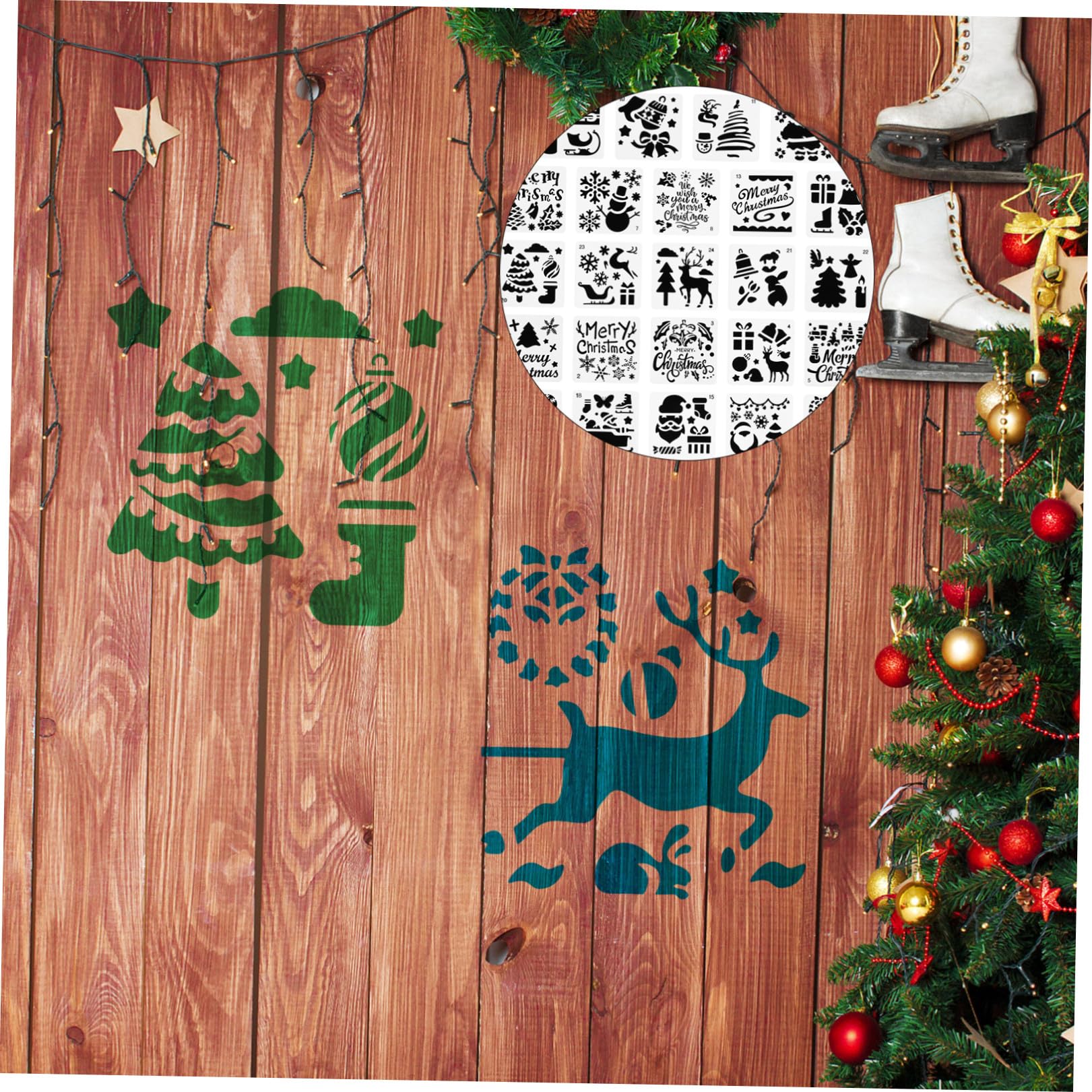 DOITOOL 72 Stck. Teiliges Weihnachts Malset mit Wiederverwendbaren DIY Schablonen Vielseitige Zeichenvorlagen für Fenster Wände und Langlebige Weihnachtsmotive für Kreative und Festliche