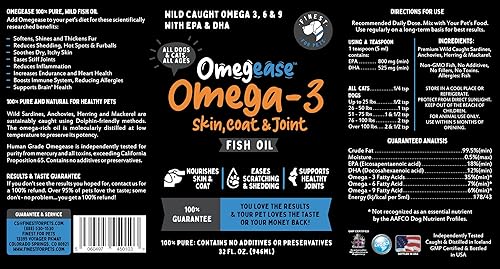 Miniatura 9 de Aceite de pescado 100% puro, con omega 3, 6 y 9 para perros y gatos, 32 onza
