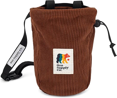 Bolsa de tiza de pana vintage para escalada en roca, cubo de tiza Boulder con cinturón y bolsillo con cremallera - Equipo de escalada en roca