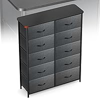 Vista 10 de Cómoda de perfil curvado para dormitorio, cómoda de 4 cajones de tela con parte superior de madera impermeable, cajonera para pasillo, sala