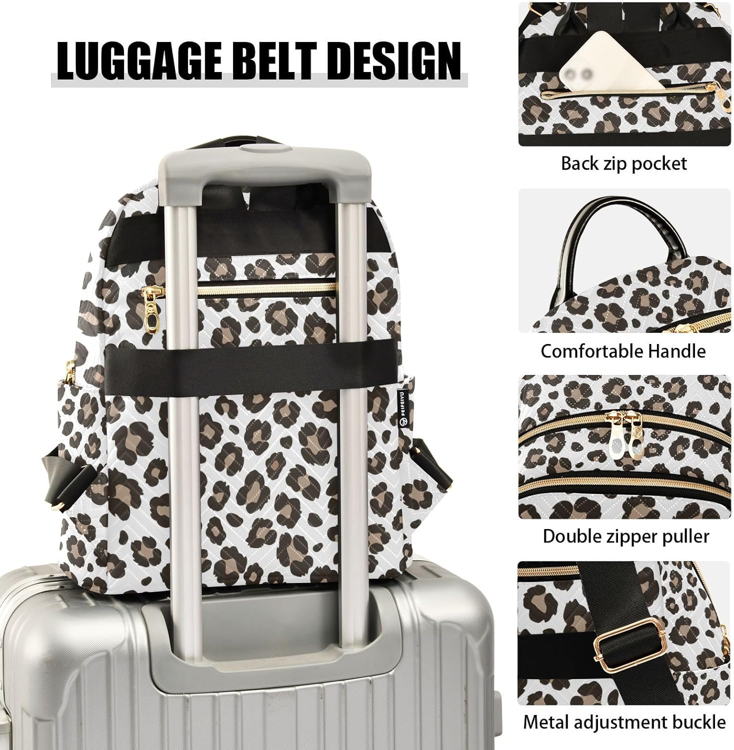 Bolaz Mini Backpack Purse for Women, Leopard Cheetah Print Animal Skin Travel Bag Casual Daypack Shoulder Bag