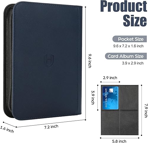 Miniatura 3 de Carpeta de tarjetas con 4 bolsillos con cremallera, 288 bolsillos con tarjetero para tarjetas, carpeta de carpeta de poliuretano de alta calidad,