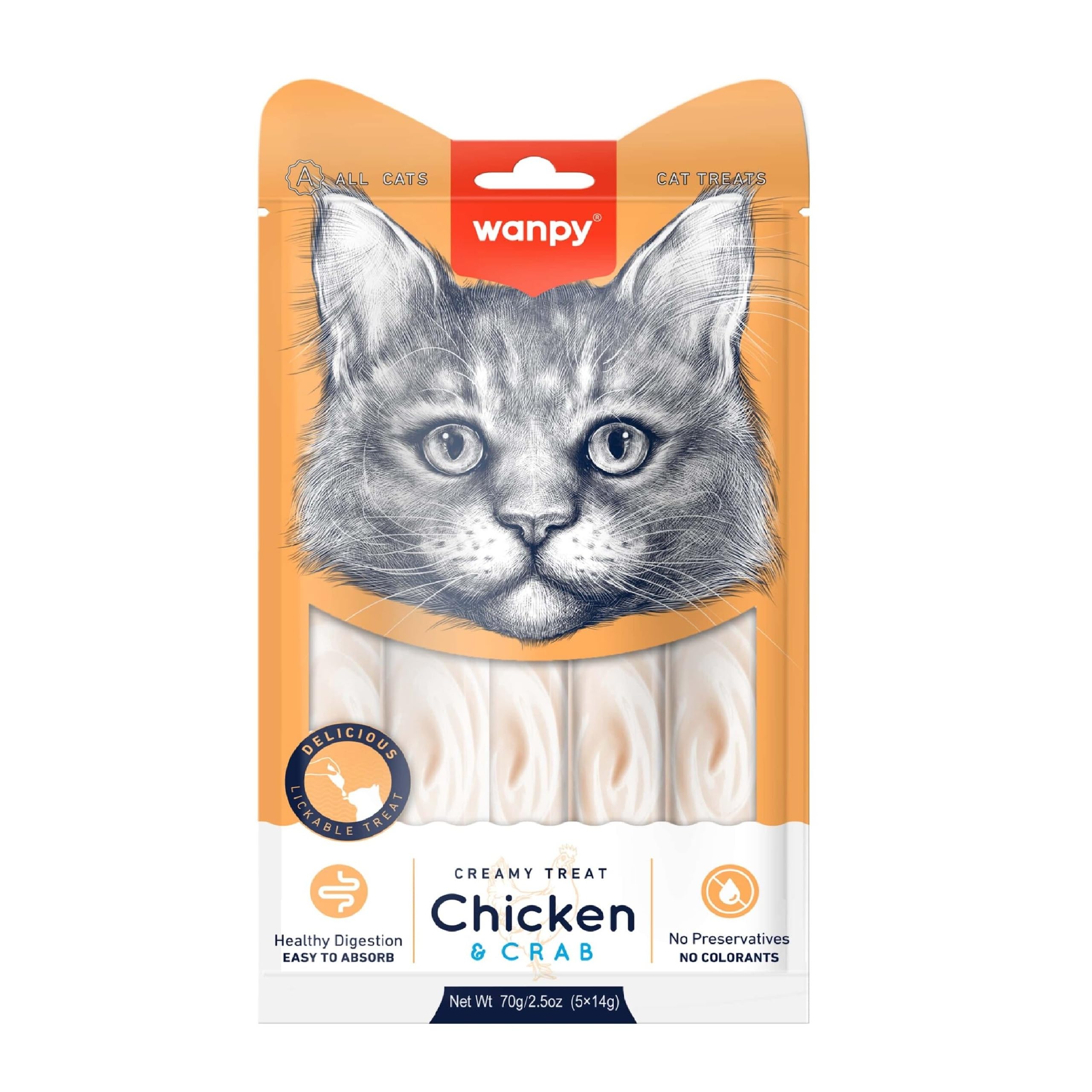 Wanpy Creamy Lickable Cat Treats Tuna & Salmon 5x14g