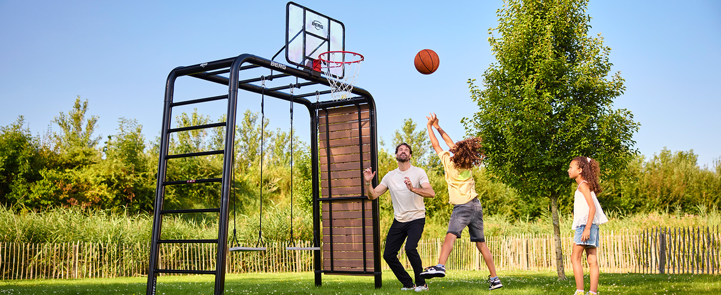 BERG PlayBase Large TT 3-in-1 mit 2X Reckstange und Hängematte | Multifunktions Spielplatz für den Außenbereich | Hängematte für das PlayBase Gerüst