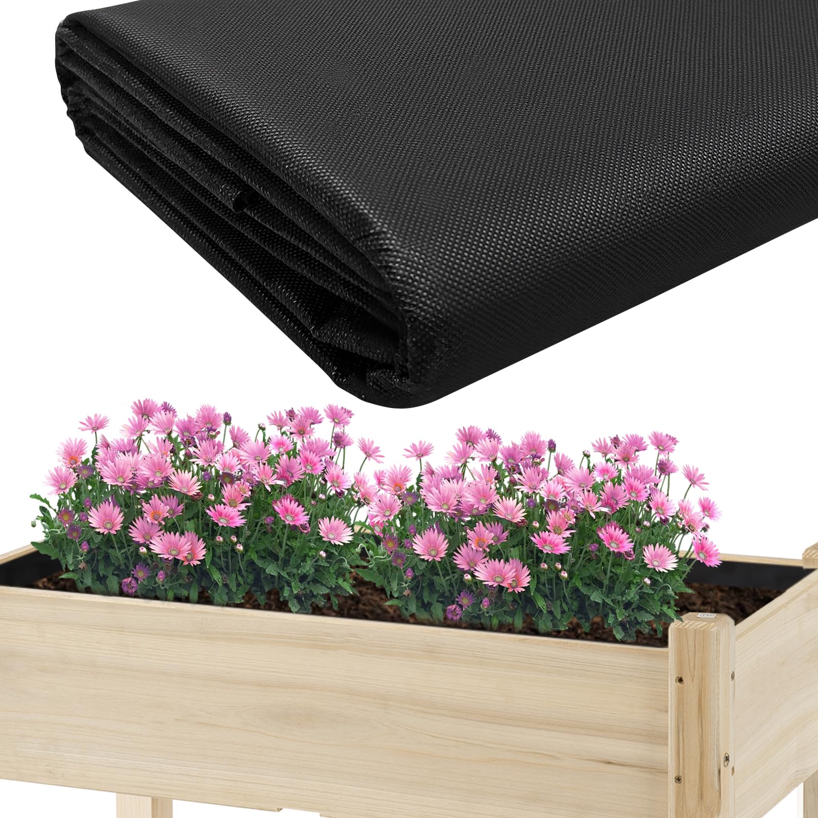 ATOWORLD Fabric Liner for Large Veg Trough Outdoor Raised Bed Planter Liner Non Woven Vegetable Trugs Herb Planter Liners, Heavy Duty Plant Grow Bags (160cm x 210cm)
