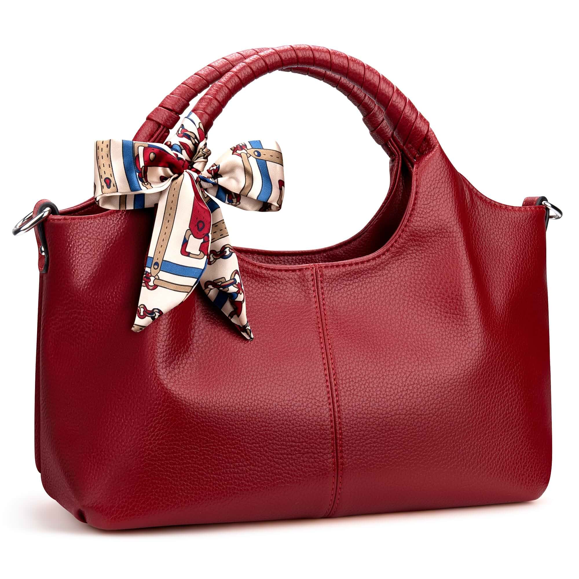 Top Handle Purses For Women, Vegan Leather Bag With Adjustable Strap Medium Size Satchel Bag,Handle Weaving Work Purse,Hobo Travel Bag With Bow Tie