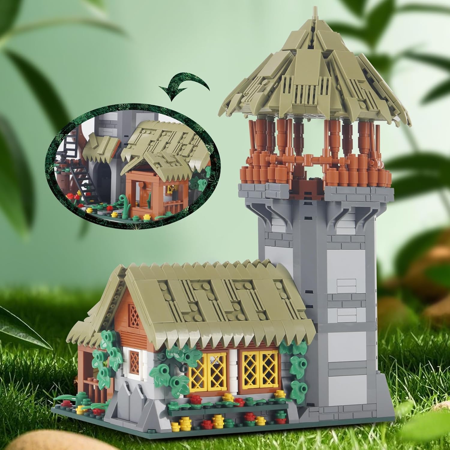1000PCS Modular Archer's Workshop Mine Building Blocks World Toy Kit,Bricks Compatible with Lego,Friends Interactive House Architecture Decoration,Creative Birthday Gift Toy for 6+