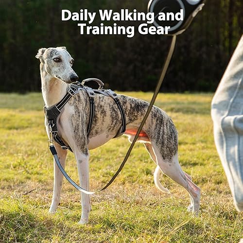 Miniatura 7 de Huntboo Arnés para perro a prueba de escapes, arnés reflectante sin tirones con asa de elevación, chaleco ajustable para mascotas con clips