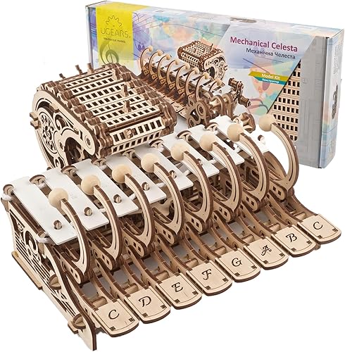 UGEARS Rompecabezas mecánicos Celesta 3D Instrumentos musicales 3D rompecabezas de madera para adultos y niños Rompecabezas de madera 3D con