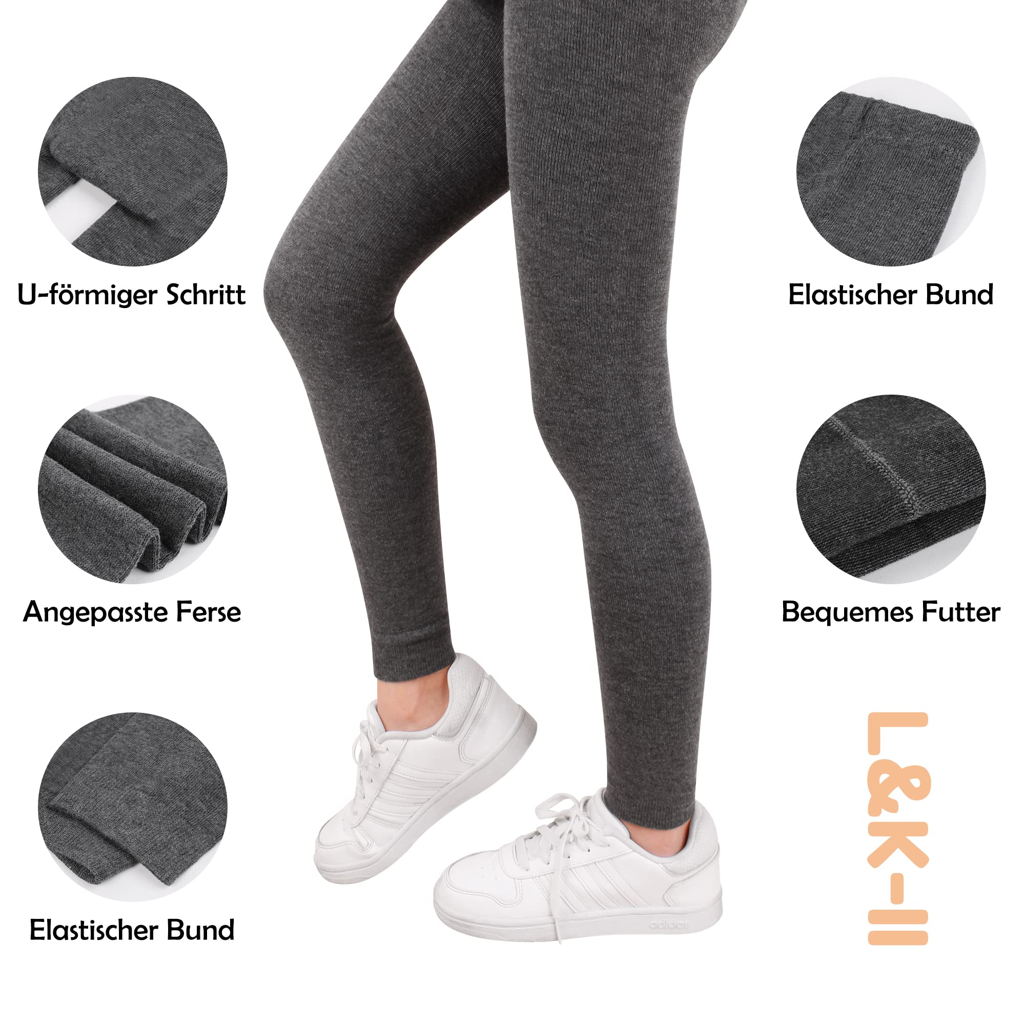 L&K-II 2786VA Lot de 6 sous-vêtements thermiques en coton pour enfant garçon et garçon Automne Printemps Longueur cheville