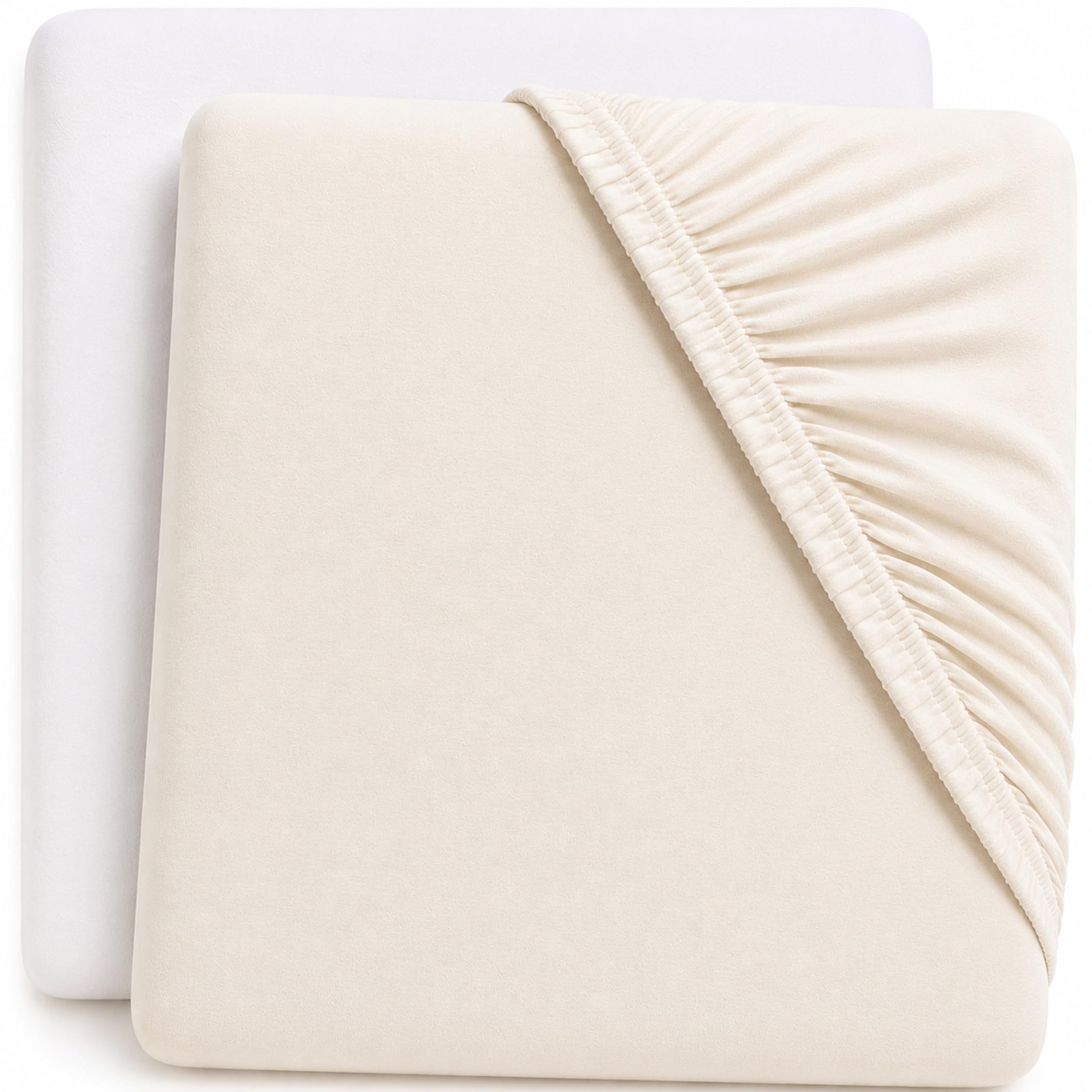 Dudu N Girlie Jersey Cotton Baby Cot Fitted Sheets, 60x120cm, White & Cream