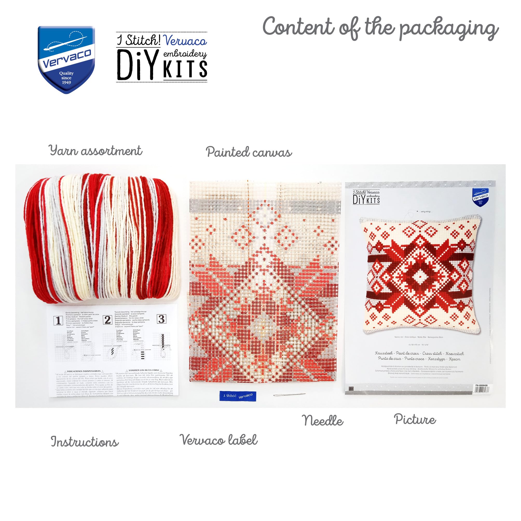 VERVACO Kreuzstich Set Norwegischer Stern - Kissen Stickerei Für Anfänger 40x40 Cm