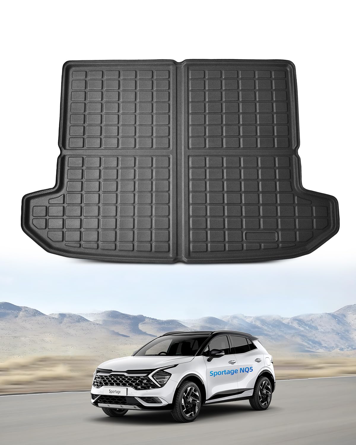TPE Mata do Bagażnika do Kia Sportage HEV ICEV MHEV PHEV 2022-2026 | Dywanik do bagażnika Oryginalna, Maty do Bagażnik z Wysokimi Krawędziami, Akcesoria Antypoślizgowymi i Wodoodpornymi