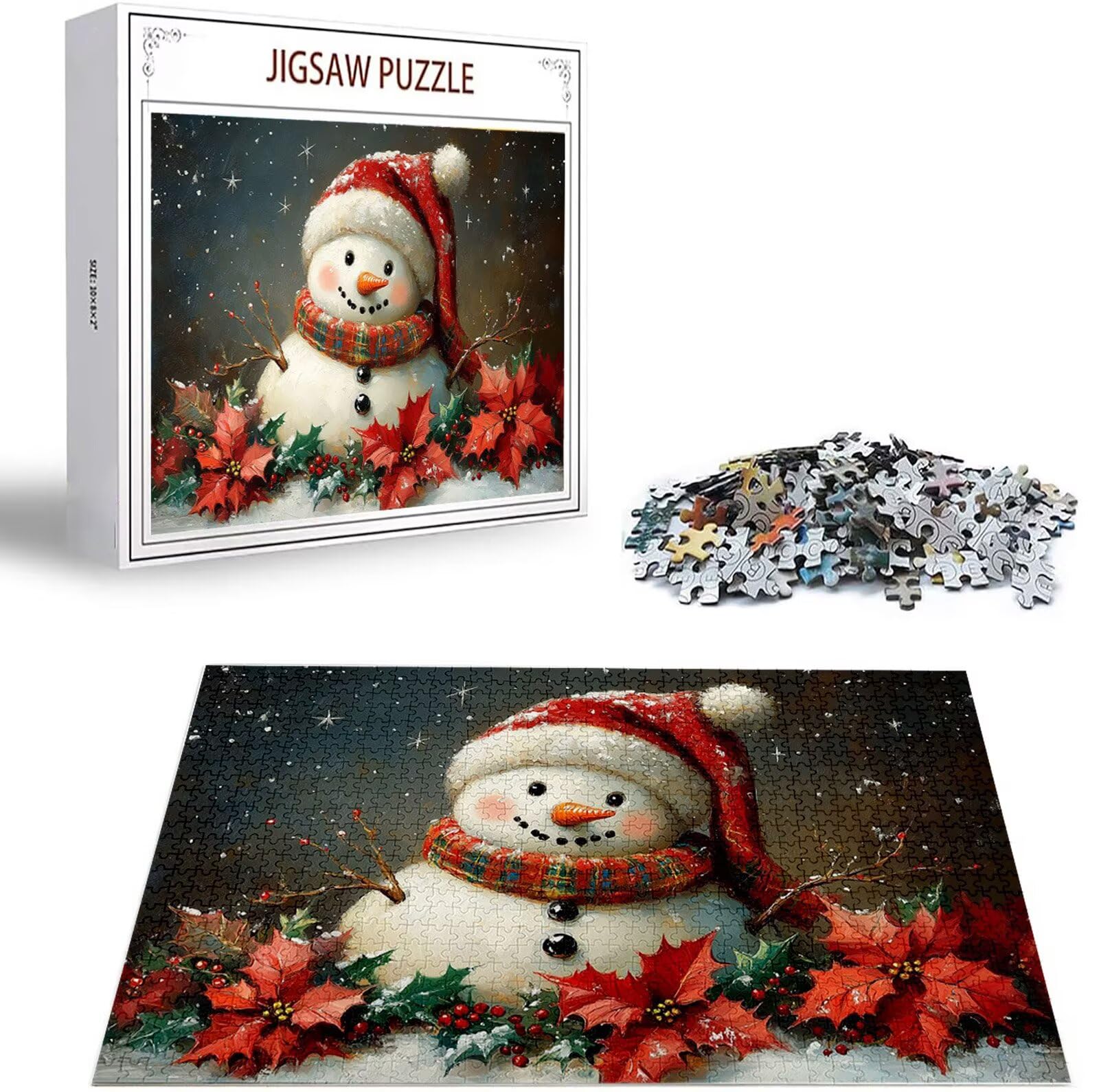 Puzzle z motywem bałwana, 2000 elementów, dla dorosłych, jakość premium, klasyczne puzzle, "zrób to sam", duże maty do puzzli, 100 x 70 cm, gra dla całej rodziny lub dekoracja B-905