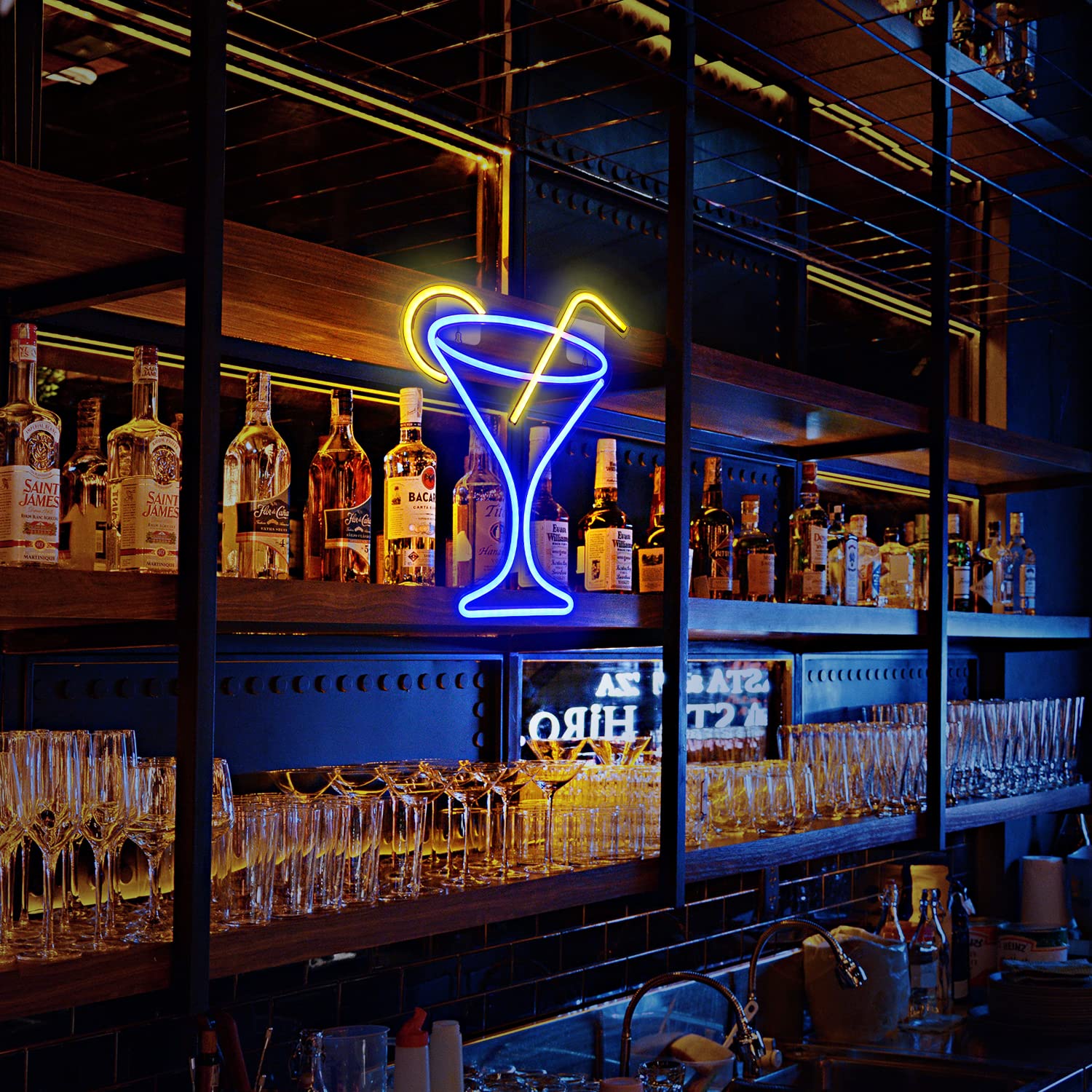 LUCUNSTAR Rock Gesture Neonbord Blauw Led Neon Light Art Decoratieve Neon Lamp USB Bediend Bord voor Thuis Indoor Bar Gaming Room Shop Hotel Muur Decor Kerstfestival Feest Levering USB Bediend (Blauw