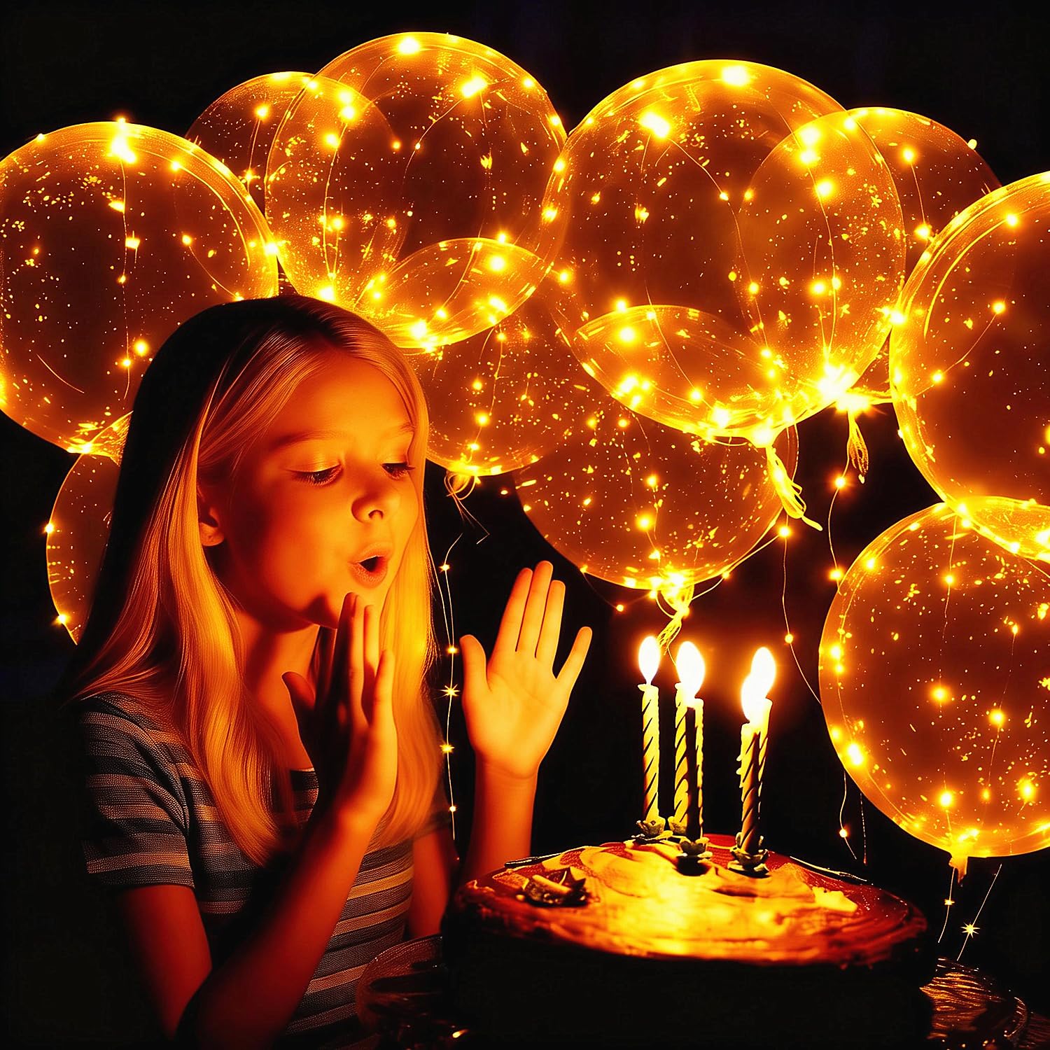 10 PACKS LED Bobo Balloons, Clear Light Up Balloons Helium,String Lights for Party Birthday Wedding Quinceanera Decorations (Warm White)