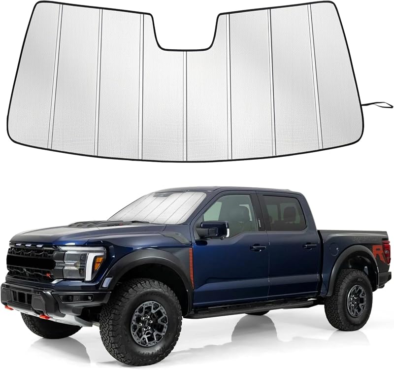 Protetor solar dobrável para para-brisa compatível com Dodge Ram 1500 2019–2026, prata