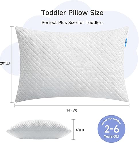 Miniatura 2 de Choc chick Paquete de 2 almohadas de espuma viscoelástica trituradas para niños de 20 x 14 pulgadas, con fundas de almohada de bambú lavables a