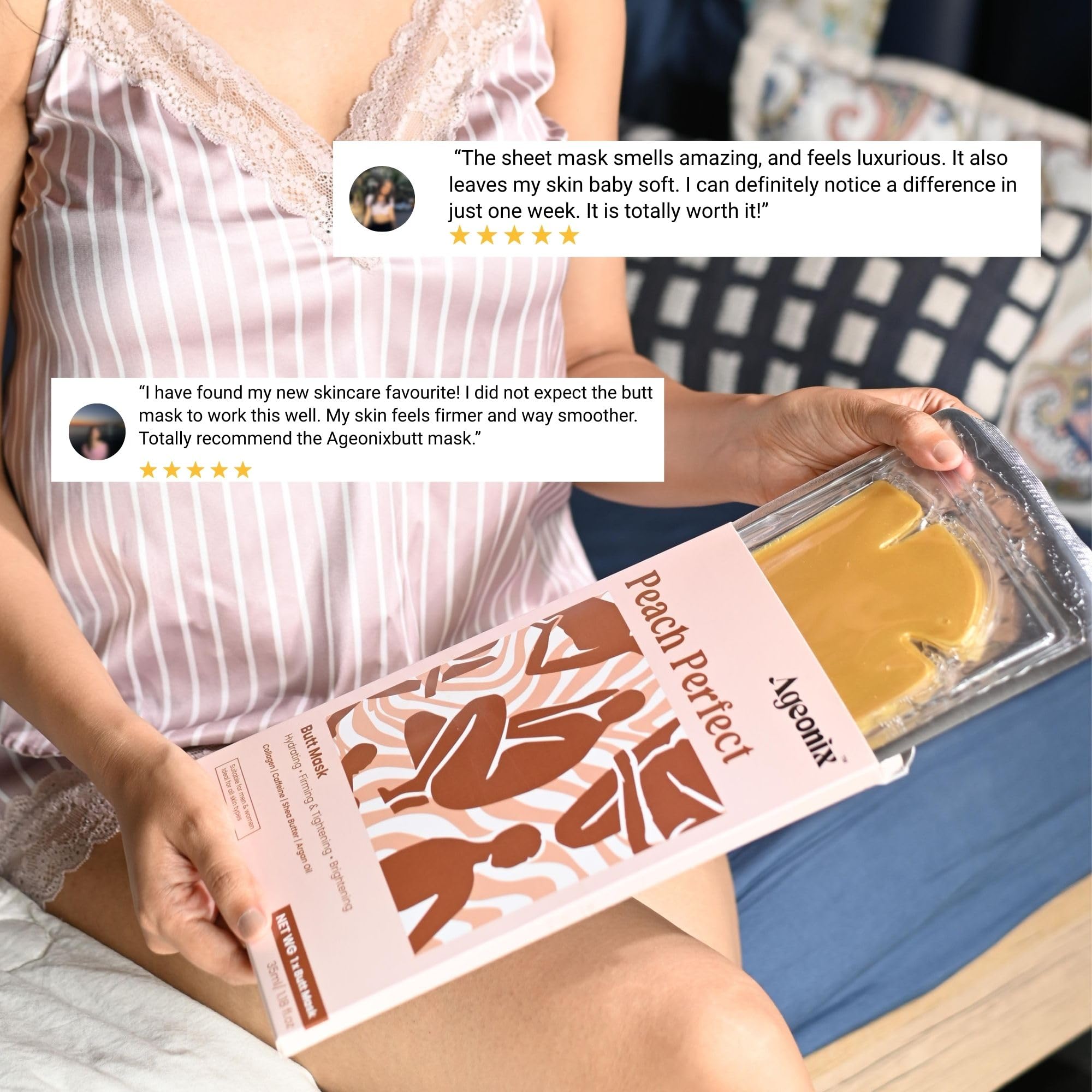 Ageonix Peach Perfect Hydrating Butt Sheet Mask for Men and Women 3