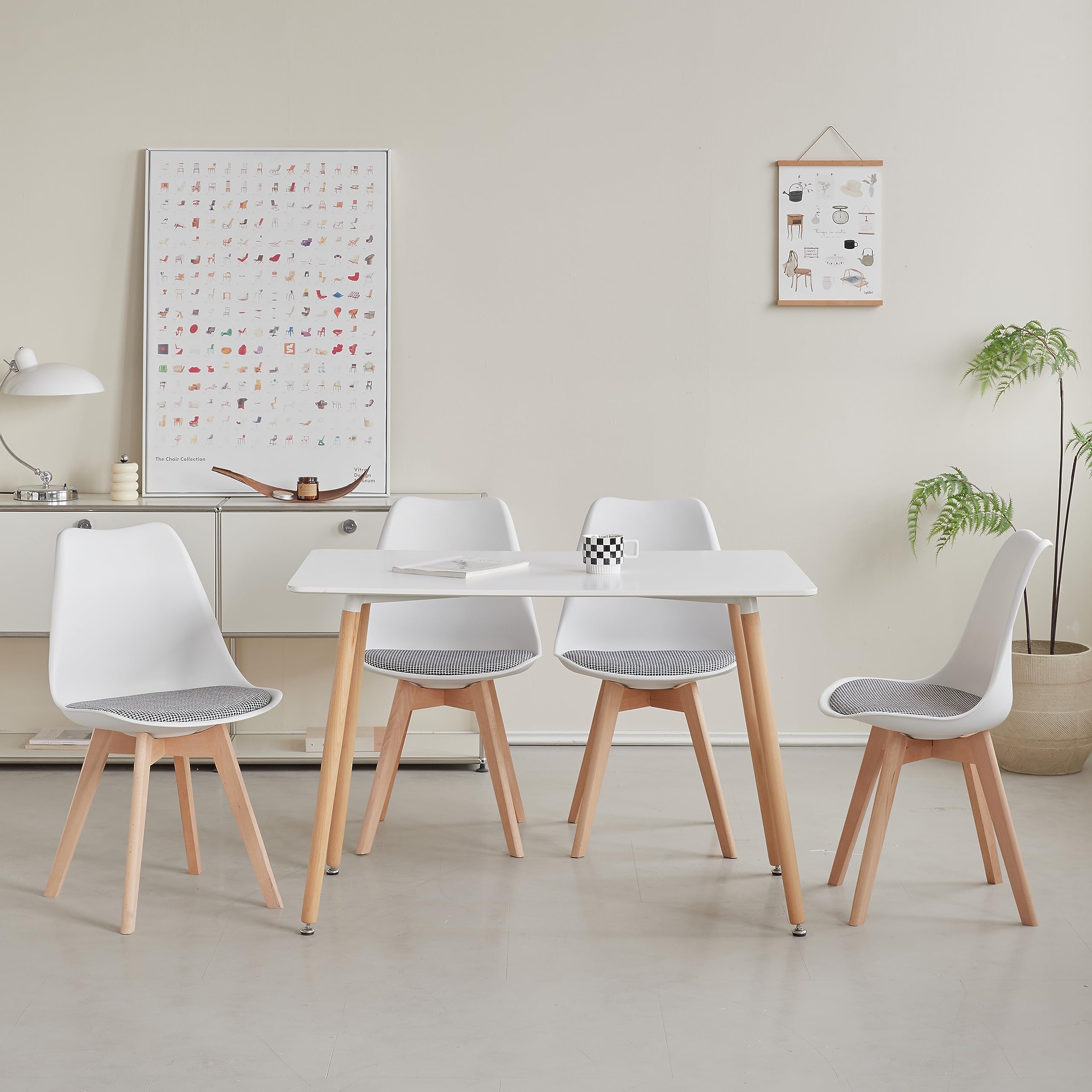 Set 8 Sedie Da Pranzo Nordic - Gambe In Legno Massello, Per Sala Da Pranzo E Soggiorno - Foto 5