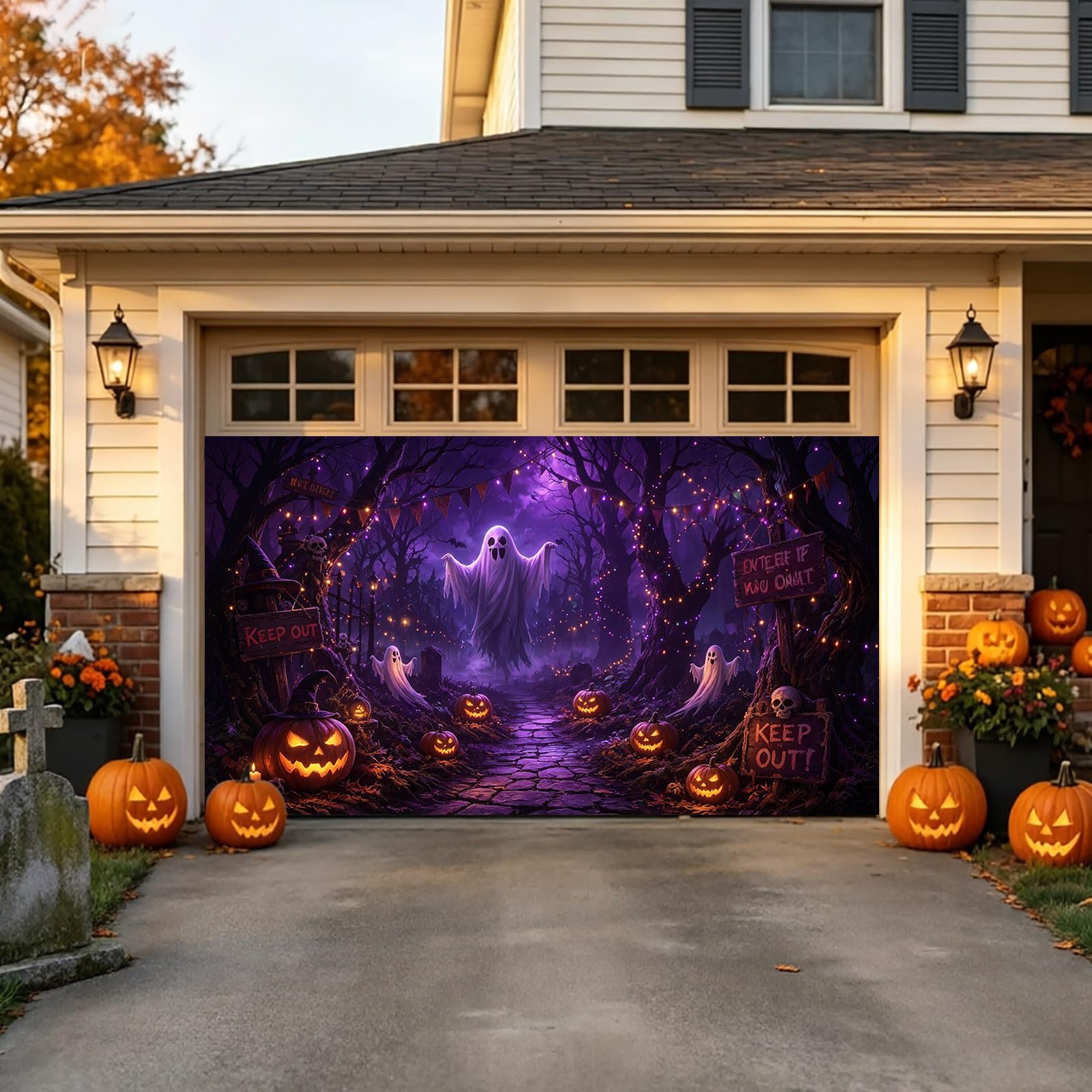 Cartel de graduación para puerta de garaje de Halloween, cubierta de puerta, pancarta colgante de fondo grande, mural adecuado para el hogar, exteriores, interiores, fiestas, paredes, ventanas 240