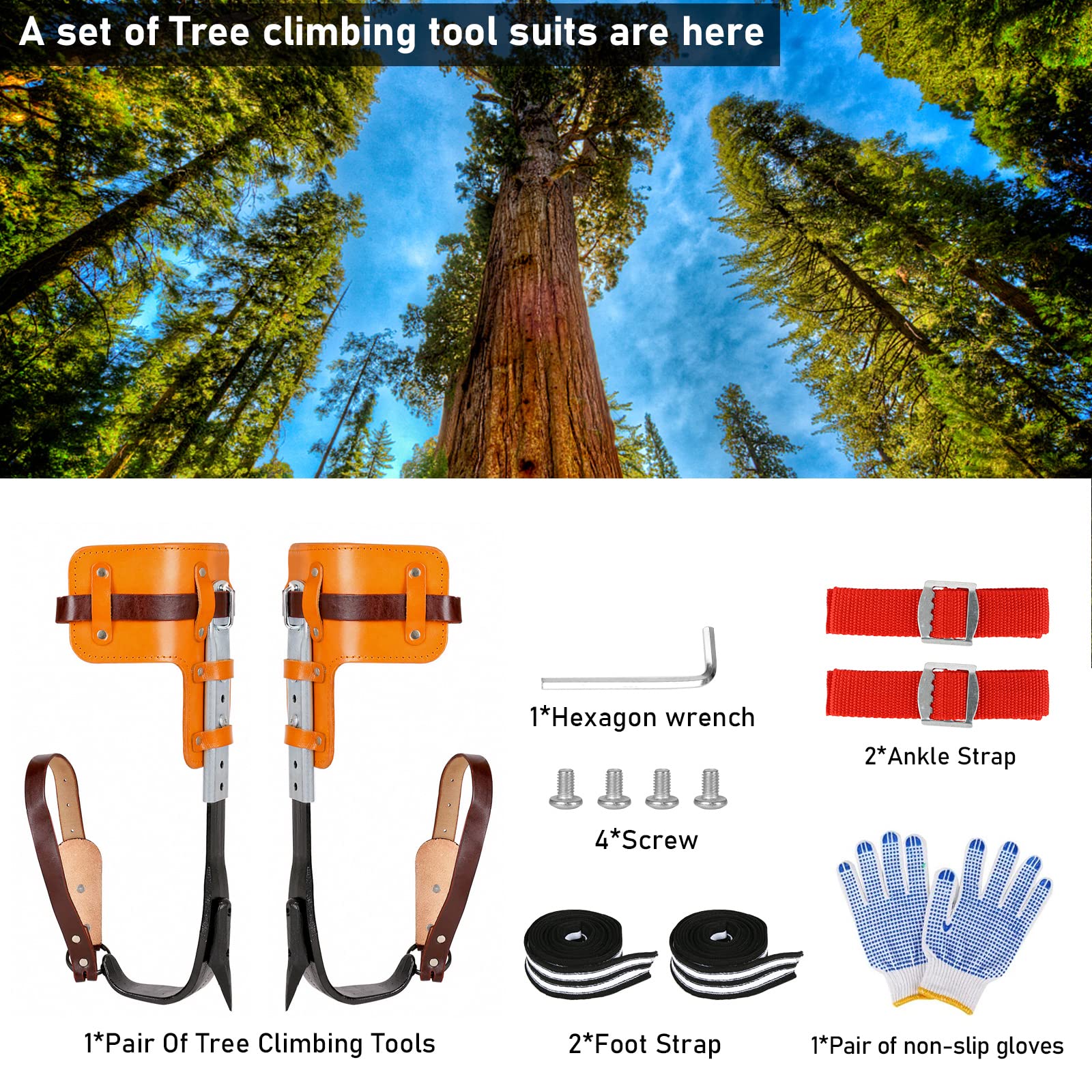 Crampones de escalada de árboles, crampones de artefacto de árboles, juego de crampones para árboles para practicar escalada de árboles, supervivencia en la selva, recolección de frutas, etc