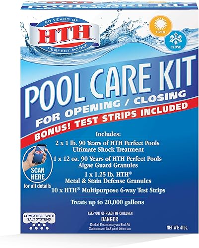 HTH 91021 Kit de cuidado de piscina Paquete de mantenimiento de apertura y cierre, 0, transparente