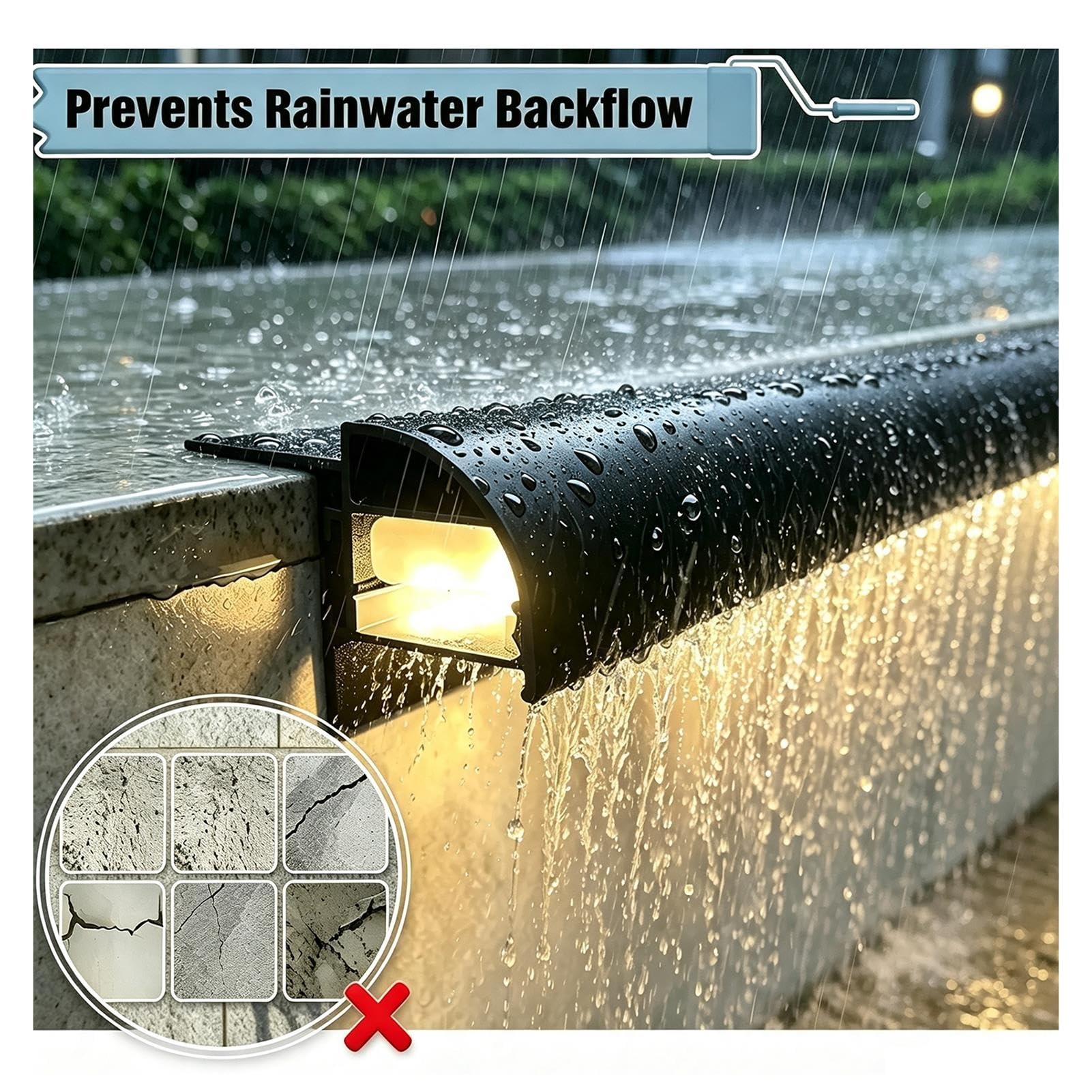 Profilo gocciolatoio in alluminio, tagliabile per esterni con luce LED | Lega di alluminio, buona deviazione acqua, su misura, montaggio facile(Black,5pcs)