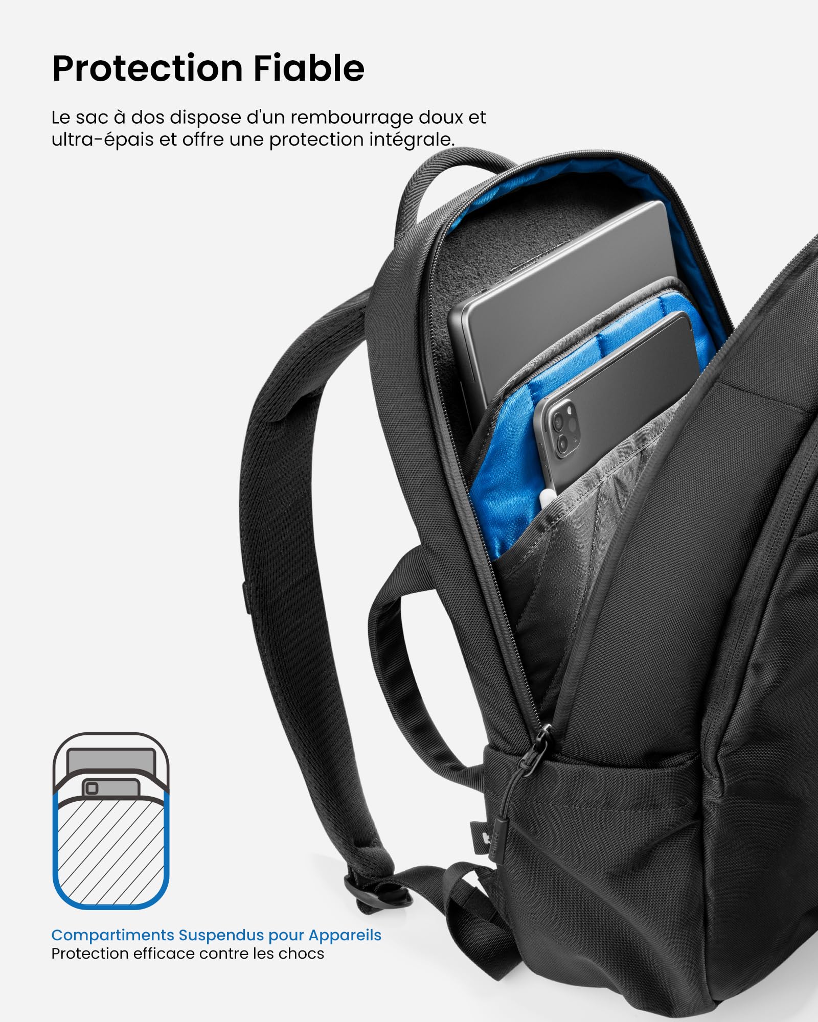 tomtoc Sac à Dos pour Ordinateur Portable 15,6 Pouces, Sacs a dos Hommes