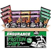 Vista 1 de Natural Endurance Chips de proteína - Chips bajos en carbohidratos, aperitivo alto en proteínas, proteína vegana con aceite de aguacate, 14 g