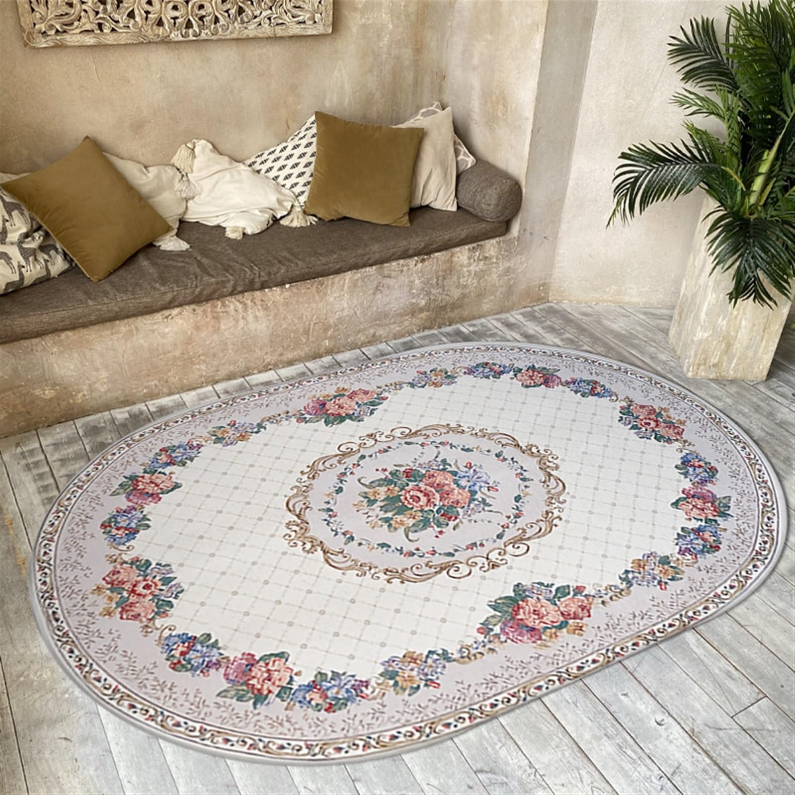 Tapis ovale doux antidérapant facile à nettoyer pour chambre et salon moderne