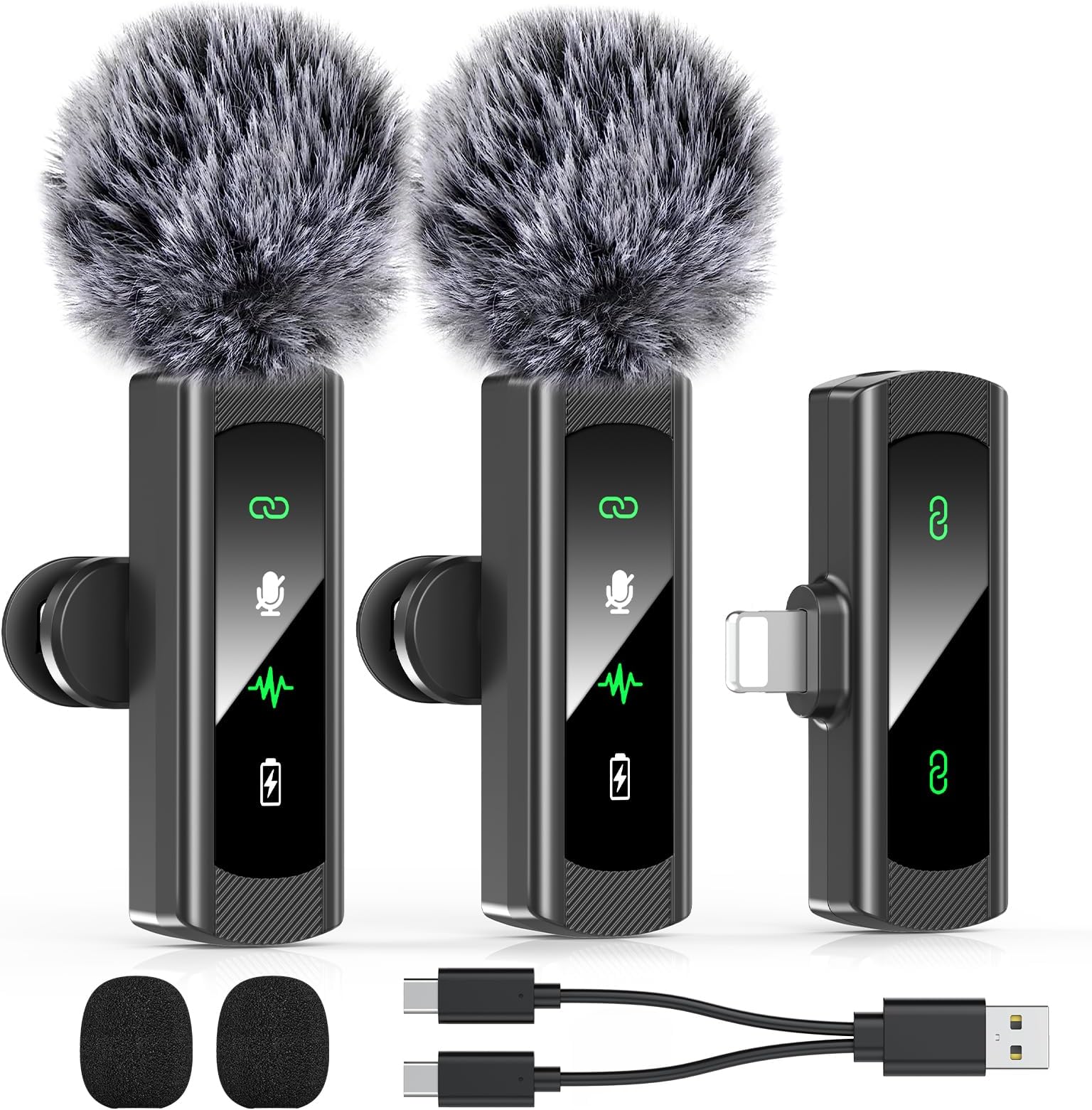 Model J4 Mini Wireless Lavalier Microphone - Noise Reduction Lape Mic, Clip-on Mic for Recording, Omni Lav Microphone for Video Recording, Tiktok
