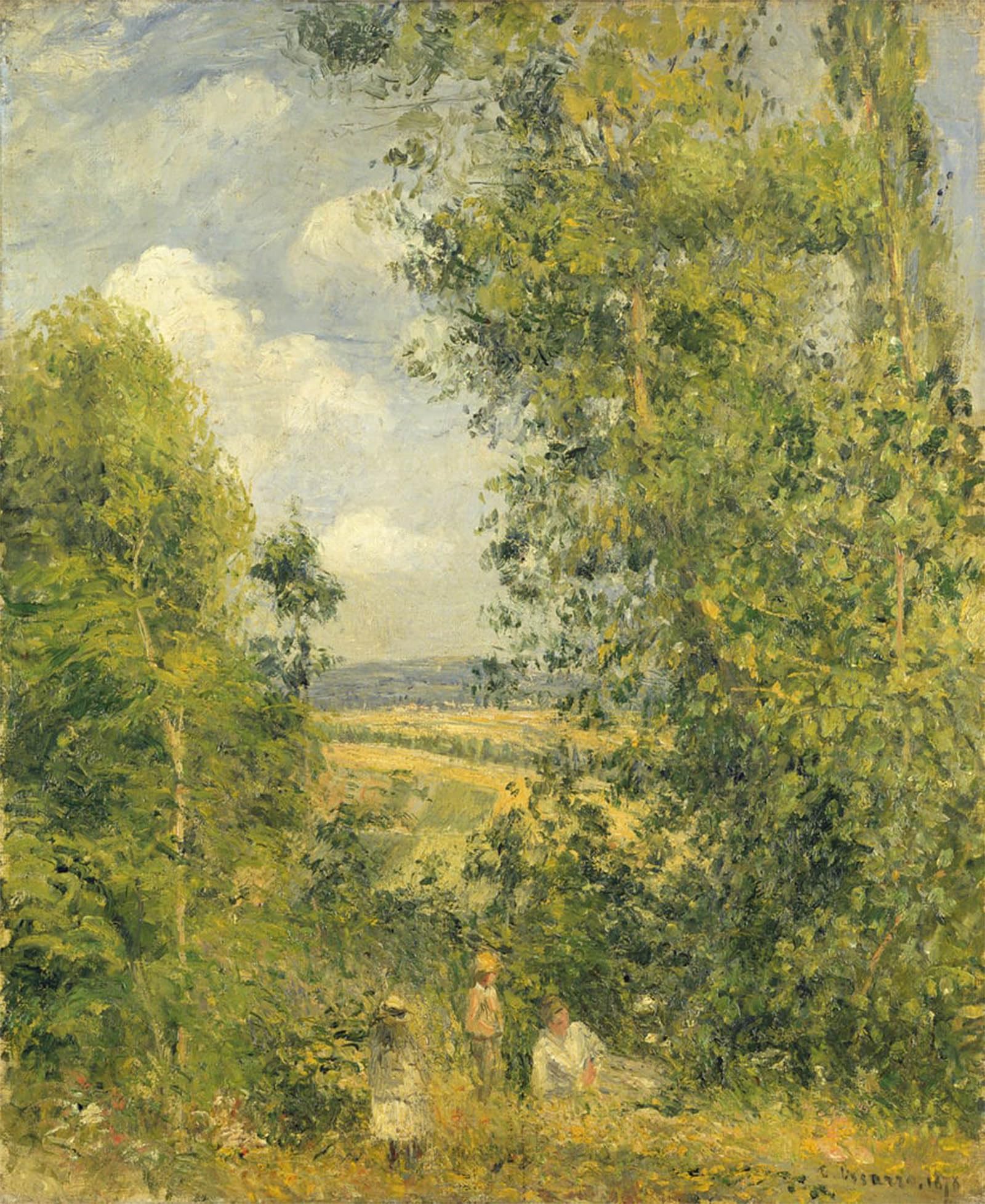 SERENDIPITP Abstract Painting Mural Print Picture Wall Decor Painting a Rest in the Meadow by Camille Jacob Pissarro Vintage Wall Artwork for Home Decor 60x90cm