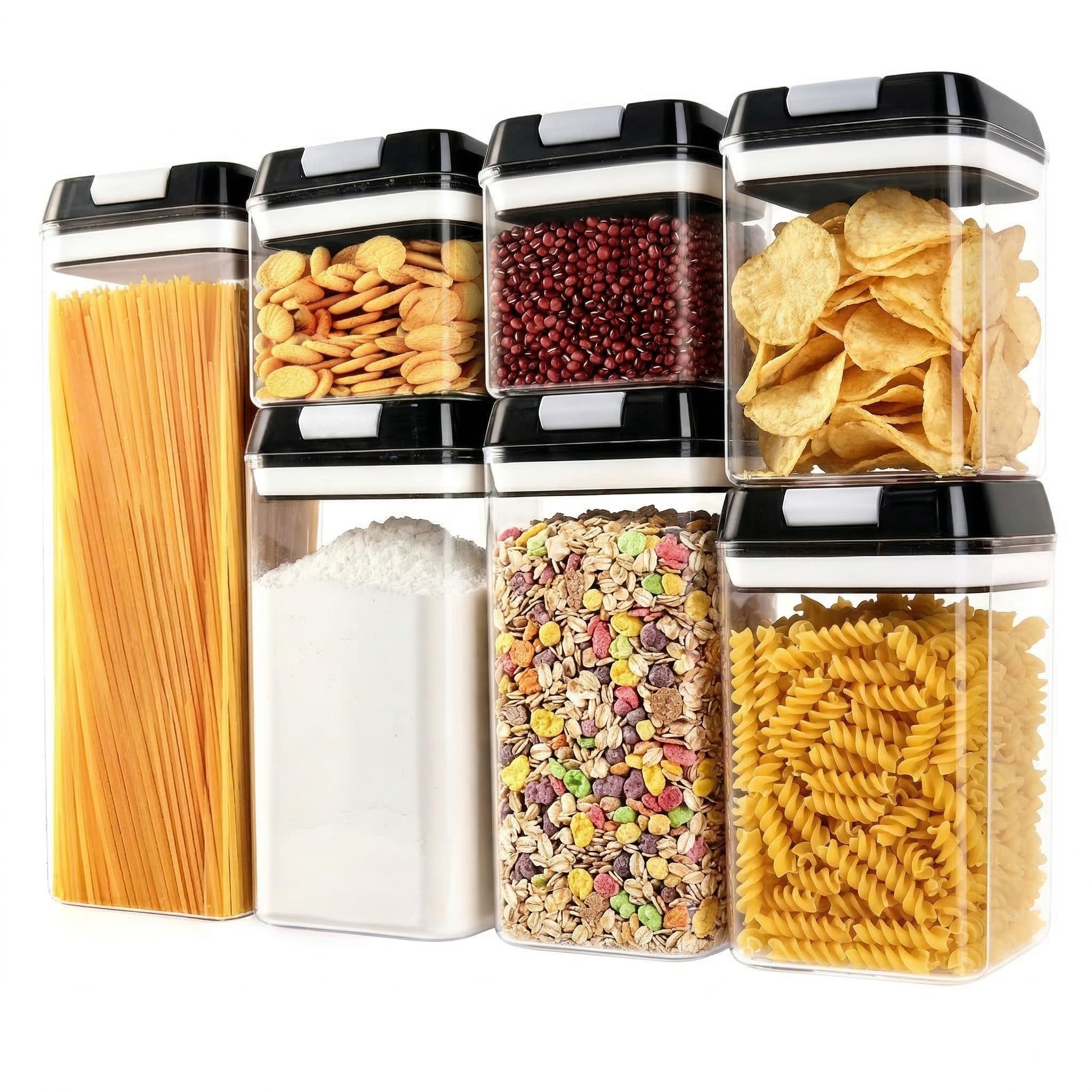 Photo 1 of **MISSING A TOP**
OMIO Airtight Food Storage Containers 7 Pcs, BPA-Free Kitchen Canisters with Intrusive Seal Lids & Silicone Gasket for Cereal, Flour, Pasta - Leak Proof, Stackable Pantry Organizers
