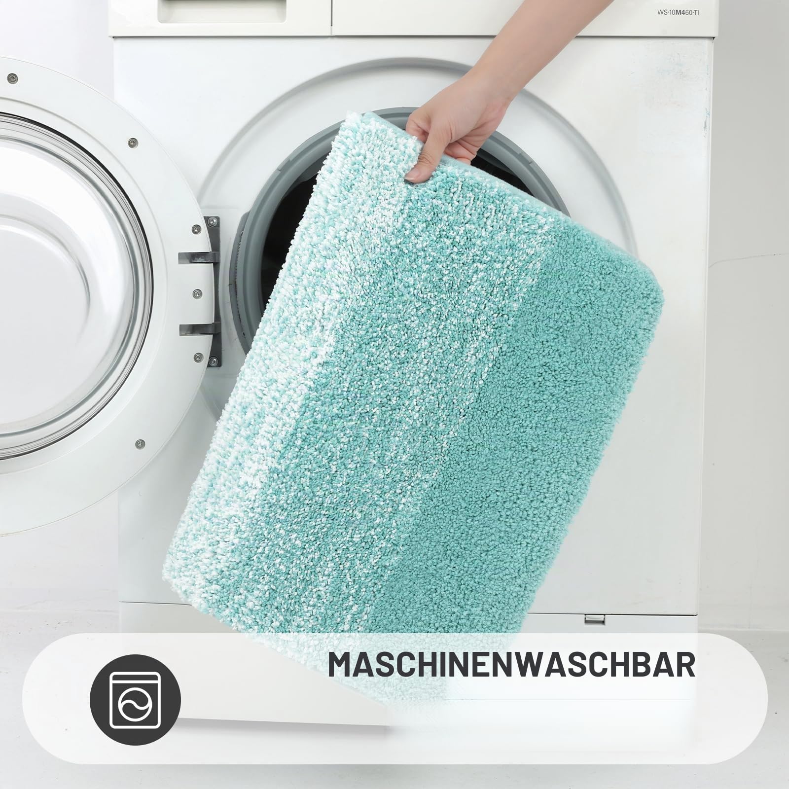 Bsmathom Badteppich-Set 4-teilig mit WC-Deckelbezug und Teppich-Set, saugfähige rutschfeste Badteppiche waschbar, weiches Hochflor-Badezimmermatten-Set mit U-förmigem Toilettenvorleger für Badezimmer,