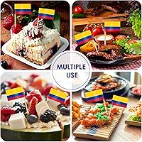 Vista 7 de AhfuLife 200 palillos de dientes con bandera colombiana, palillos de cóctel, mini adornos de bandera colombiana para cupcakes para Copa del Mundo